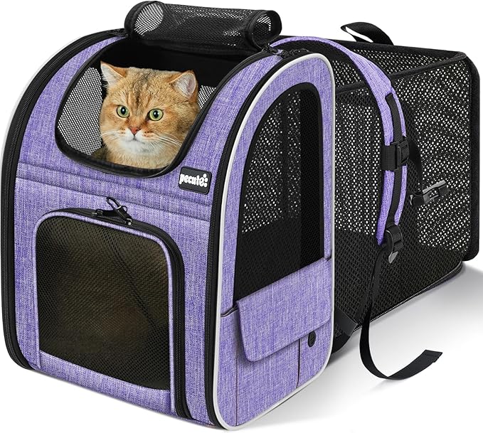 Pecute Cat Backpack Carrier Expandable - Purple