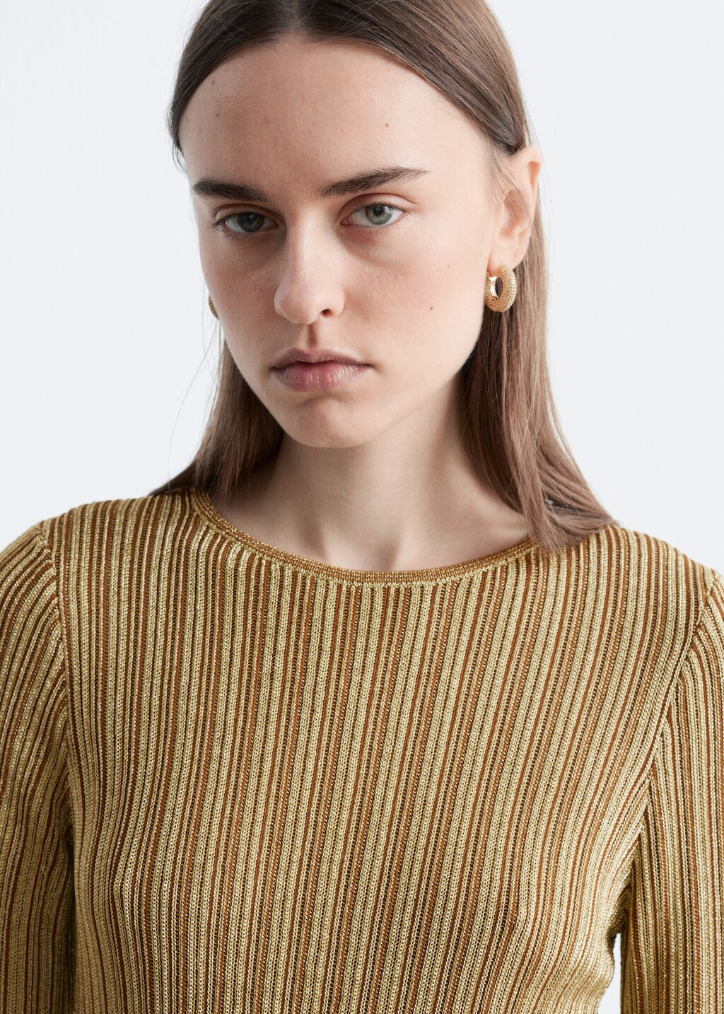 & Other Stories LONG-SLEEVE RIB-KNIT MINI DRESS