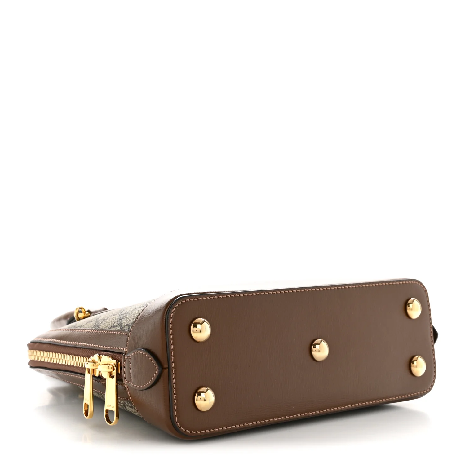 GG Supreme Monogram Azalea Calfskin Small Horsebit 1955 Top Handle Bag Beige Ebony Brown Sugar - Top Club