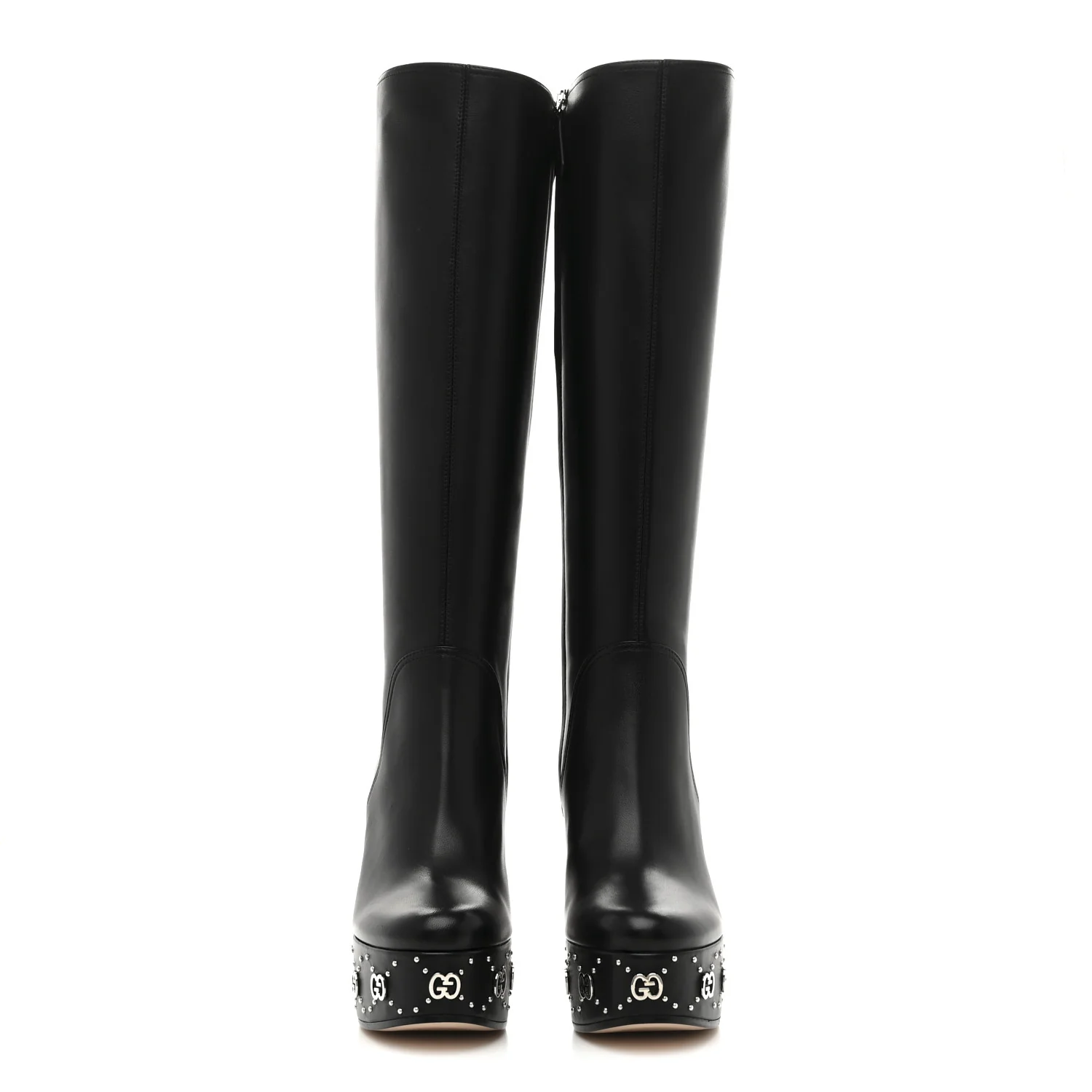 Nappa Charlotte Janaya 110mm Platform Knee Boots 35.5 Black - Top Club