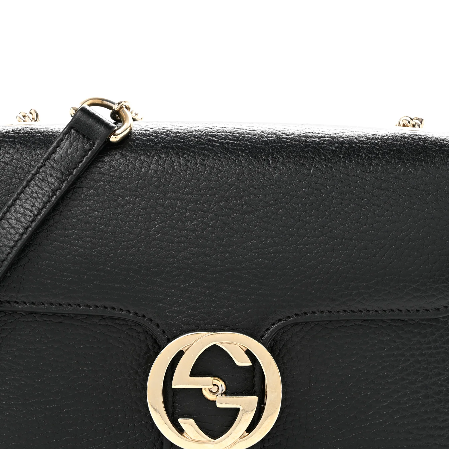 Dollar Calfskin Small Interlocking G Shoulder Bag Black - Top Club
