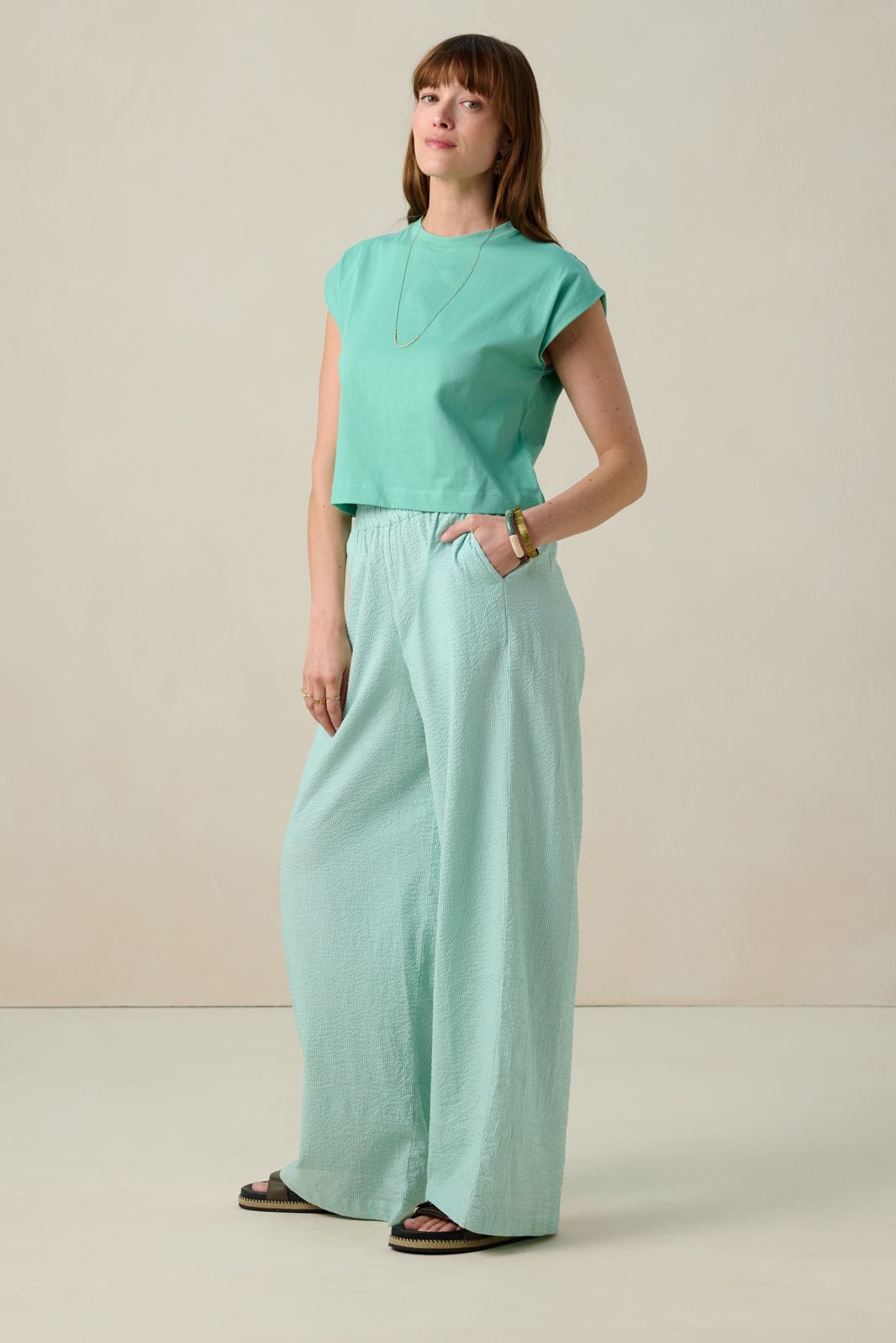 Groen mouwloos T-shirt