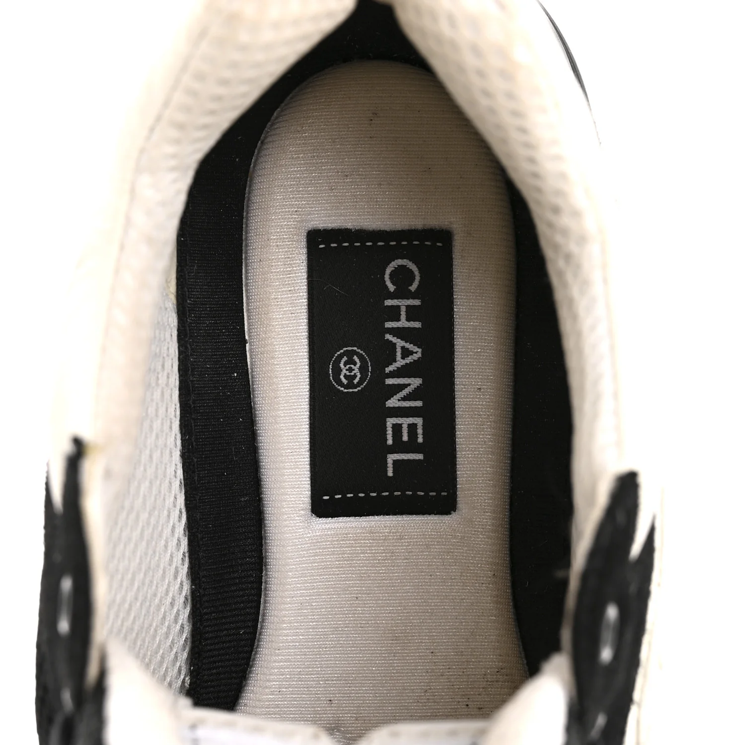 Mesh Suede Grained Calfskin Womens CC Sneakers 39.5 Black White - Top Club