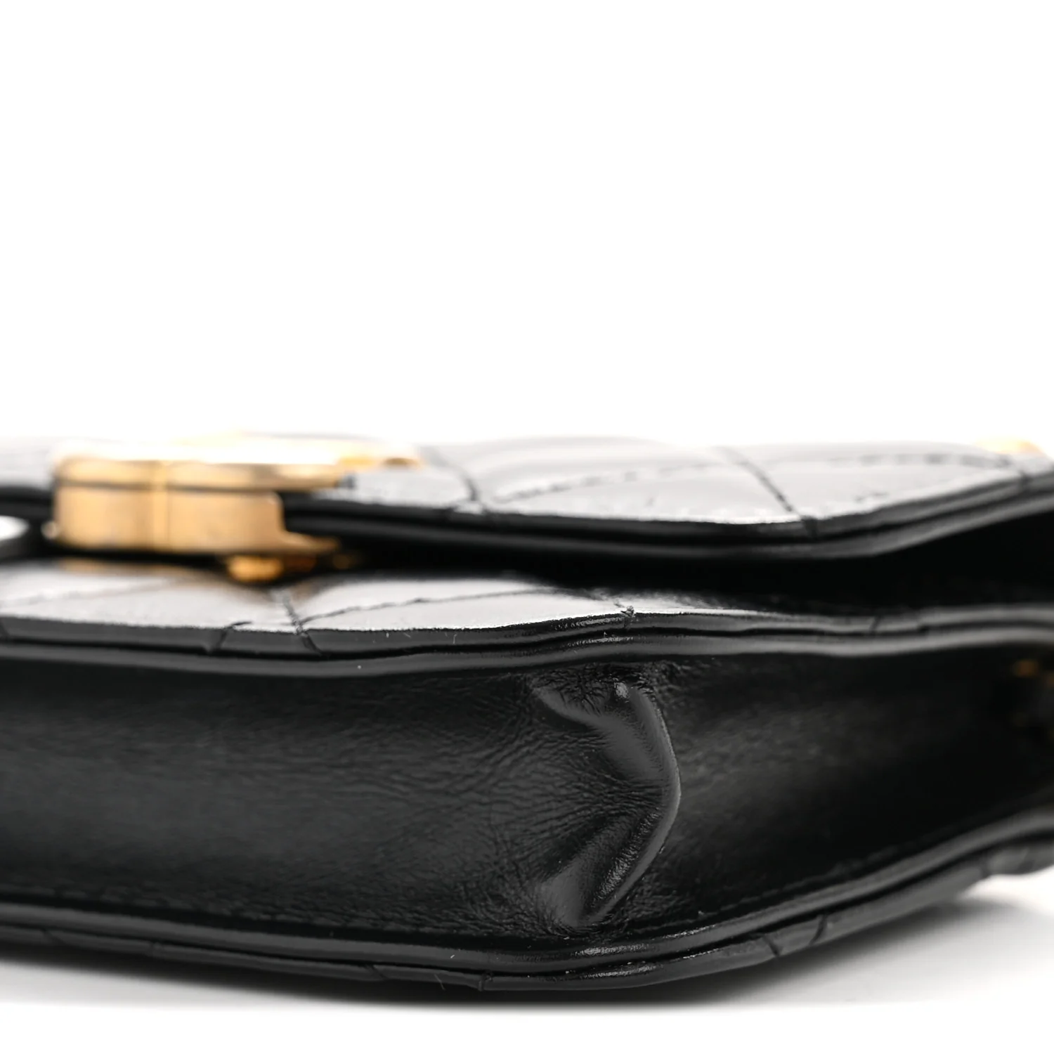 Calfskin Quilted Perfect Fit Coin Purse With Chain Black - Top Club