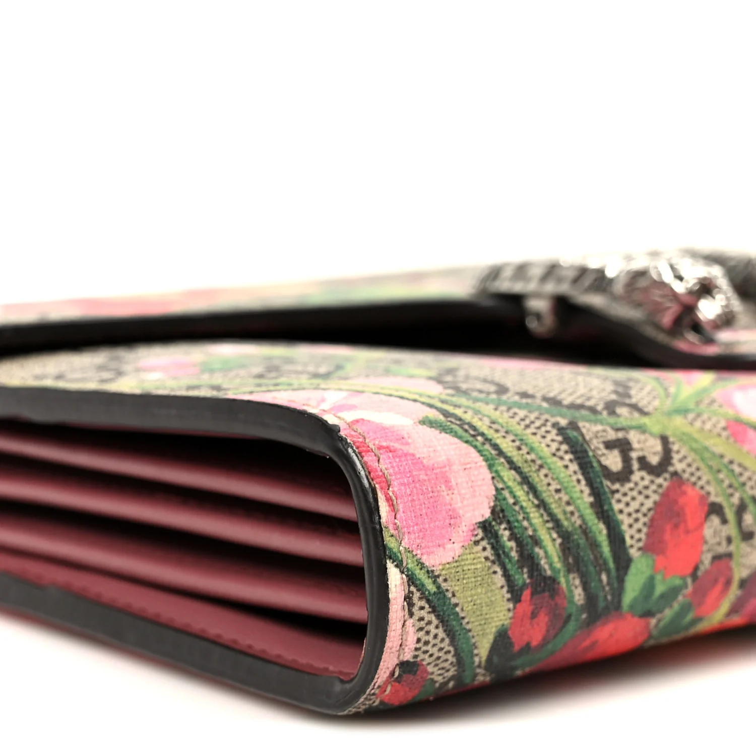 GG Supreme Monogram Blooms Mini Dionysus Chain Wallet Beige Multicolor Dry Rose - Top Club