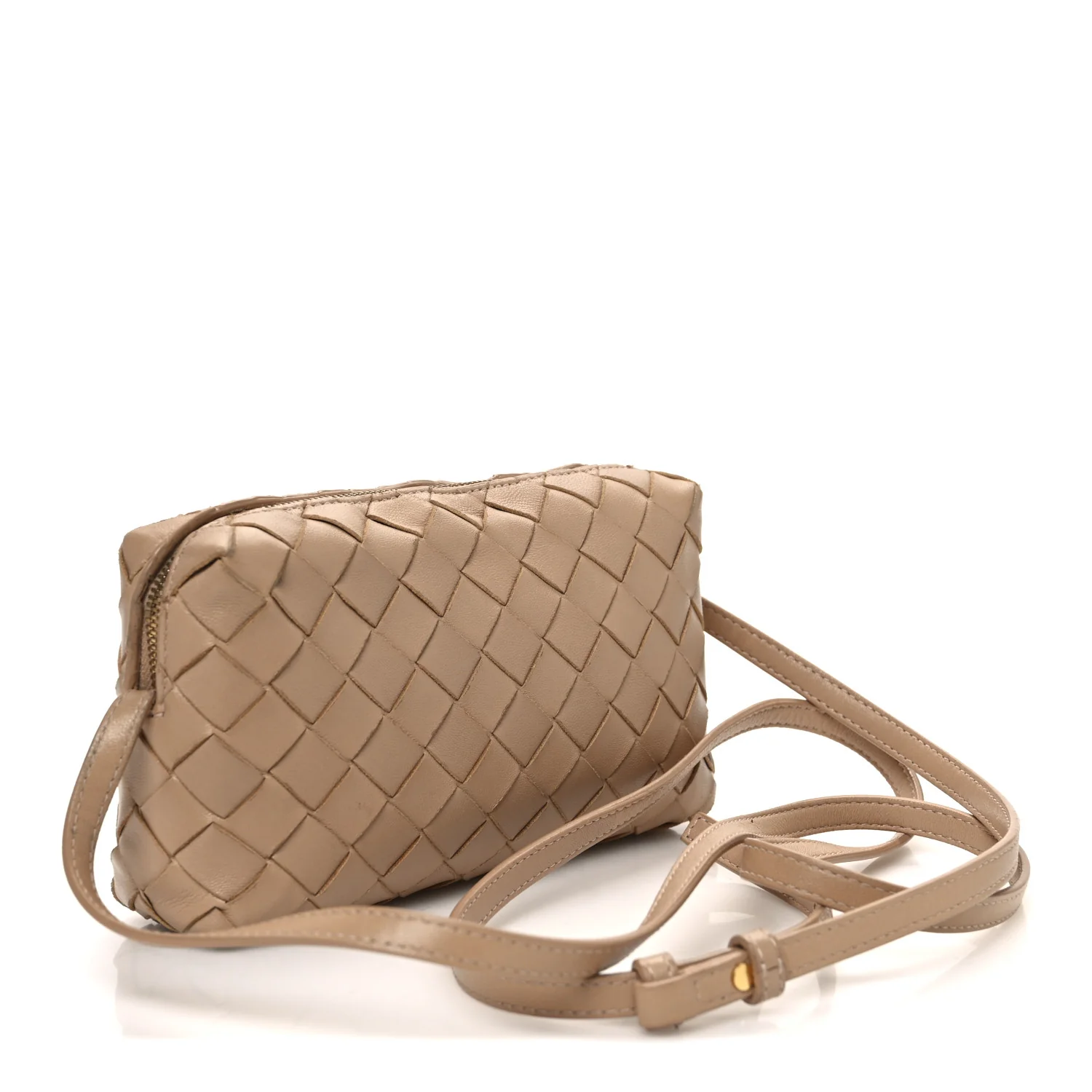 Nappa Intrecciato Nodini Mini Crossbody Almond - Top Club