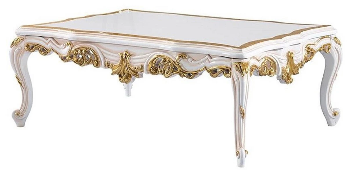 Luxury Baroque Living Room Set Silver / Beige / Black / White / Gold - 2 Baroque Sofas & 2 Baroque Armchairs & 1 Baroque Coffee Table - Luxury Living Room Furniture in Baroque Style - Baroque Furniture