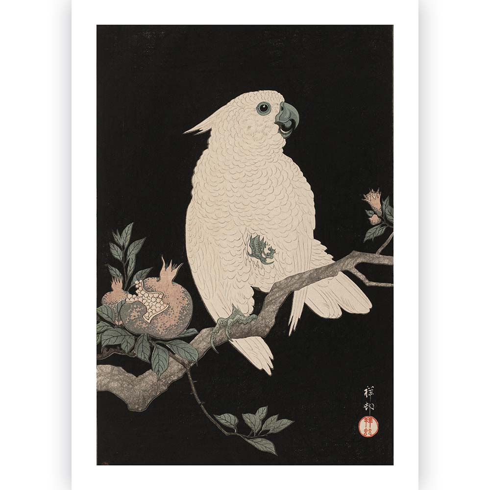Poster Ohara Koson - Cockatoo Pomegranate 70x100 cm