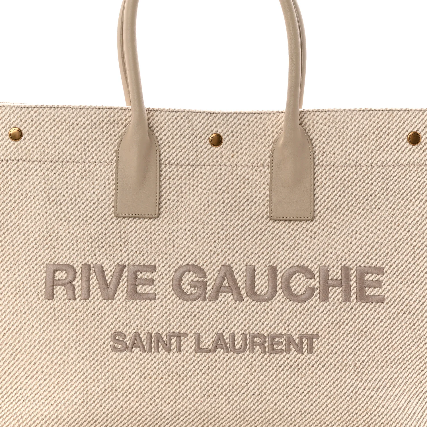 Linen Calfskin Rive Gauche Tote Beige Sea Salt - Top Club
