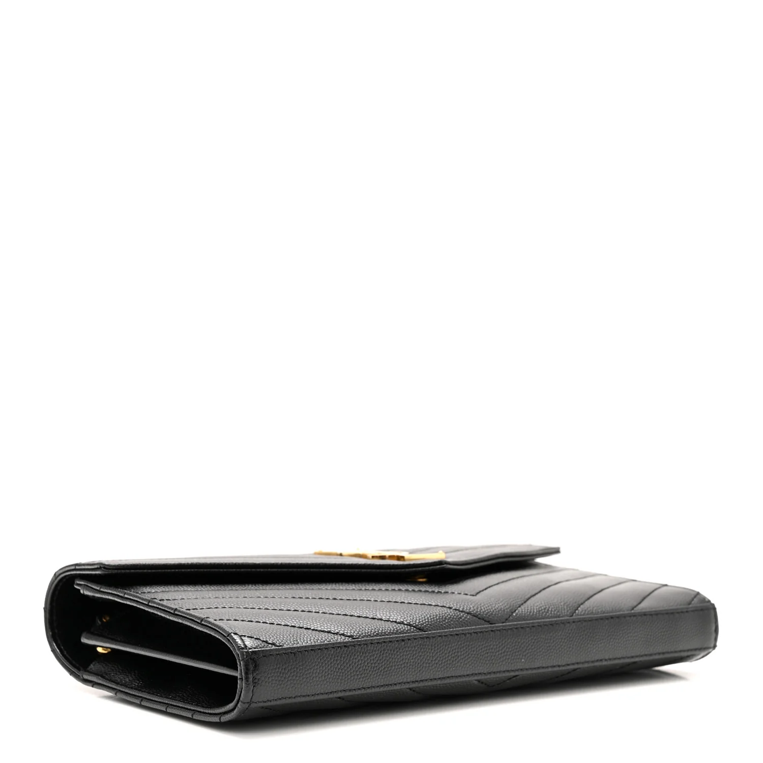 Grain De Poudre Matelasse Chevron Monogram Chain Wallet Black - Top Club