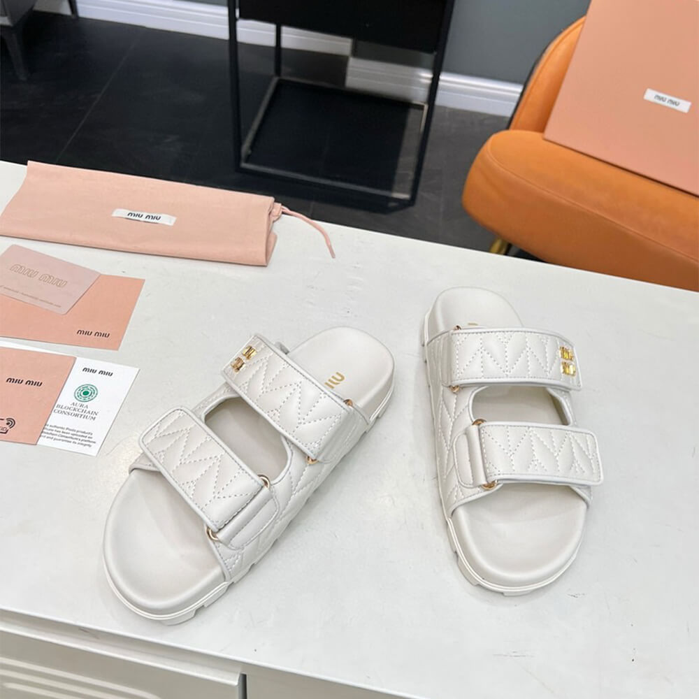 MiuMiu Matelass?? nappa leather slides - Top Club