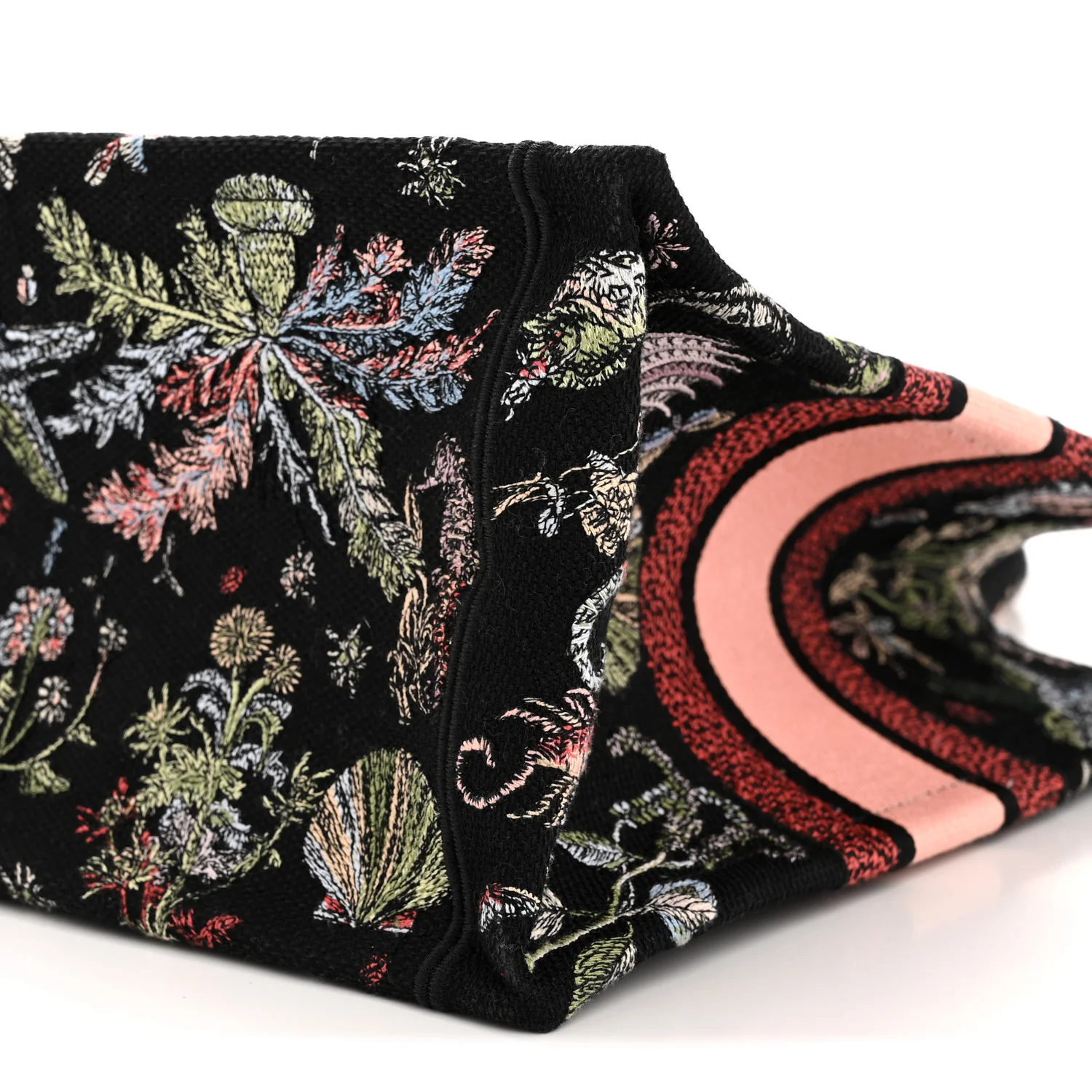 Canvas Embroidered Medium Cabinet De Curiosites Book Tote Black Multicolor - Top Club