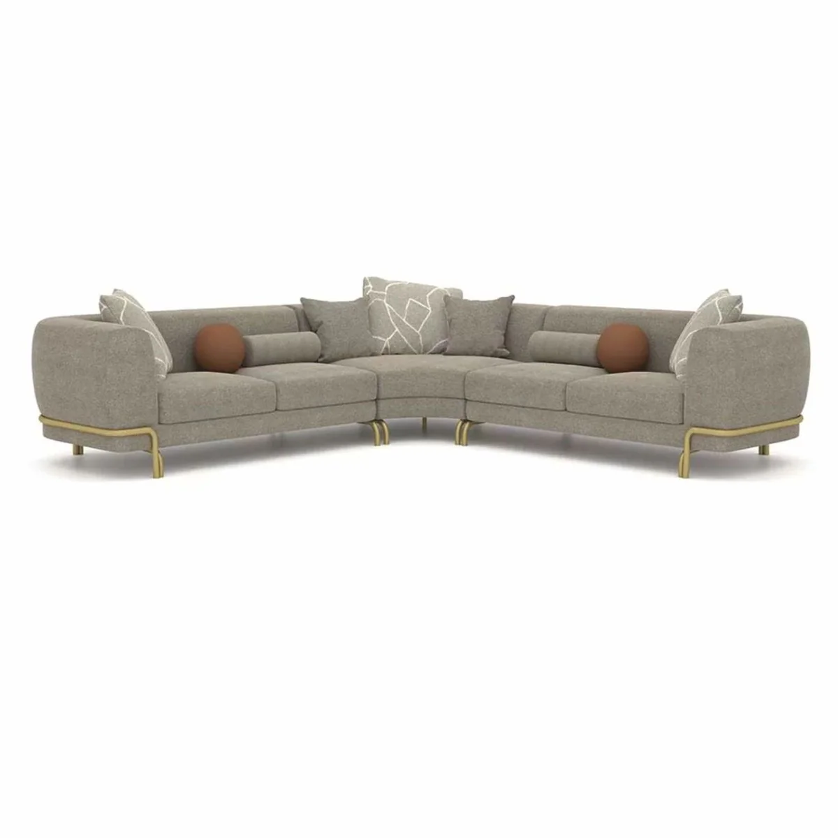 Luxury corner sofa gray / brass 315 cm - living room & hotel furniture