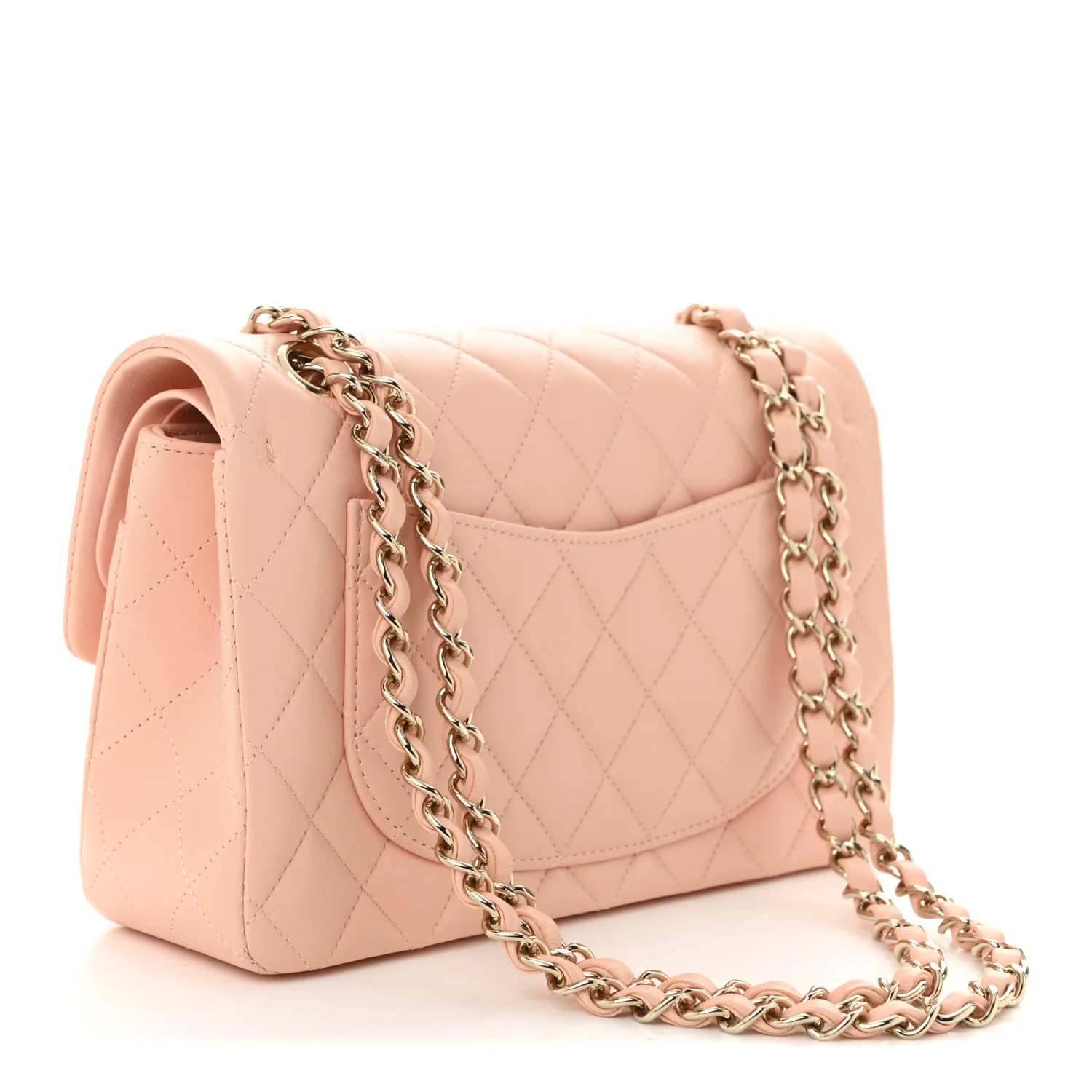 Lambskin Quilted Small Double Flap Light Orange - Top Club
