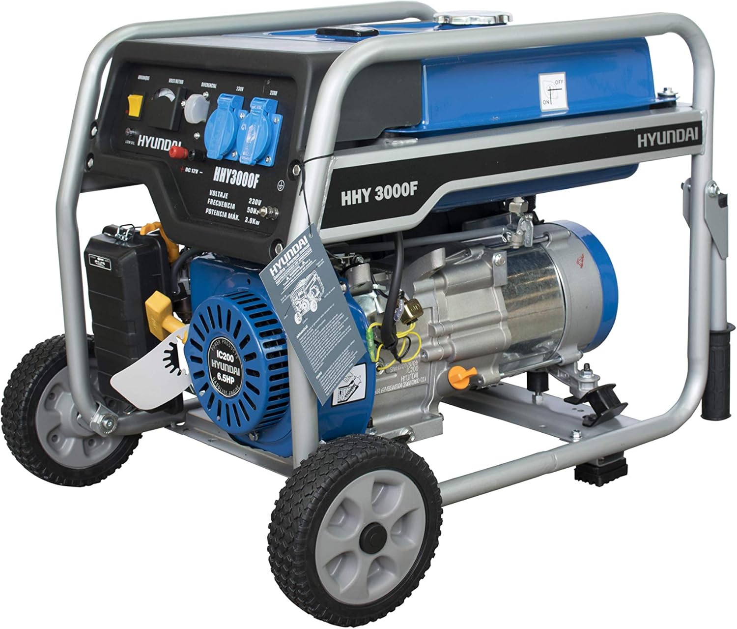 Hyundai HY-HHY3000FK, Generatore Benzina Monofasico con Kit Ruote incluso