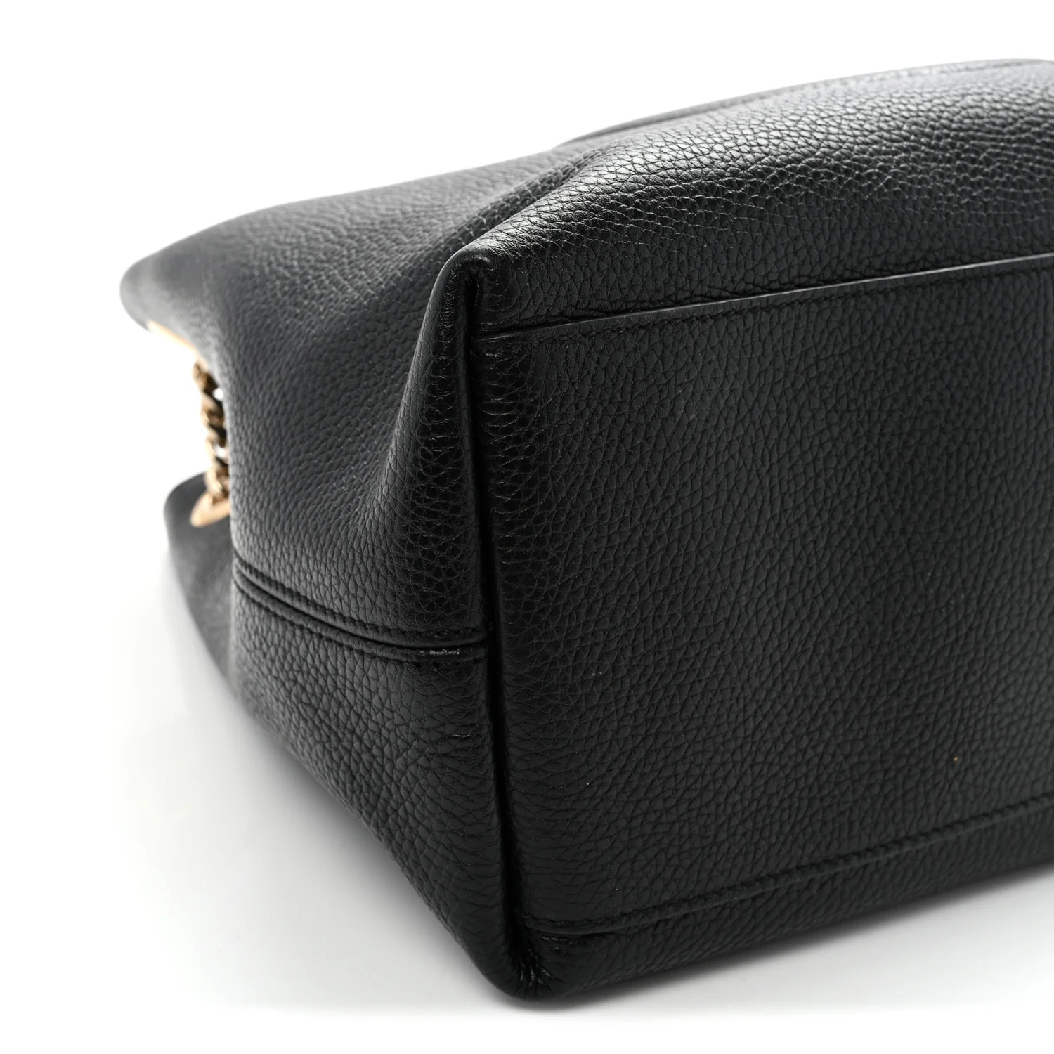 Pebbled Calfskin Medium Soho Chain Shoulder Bag Black - Top Club