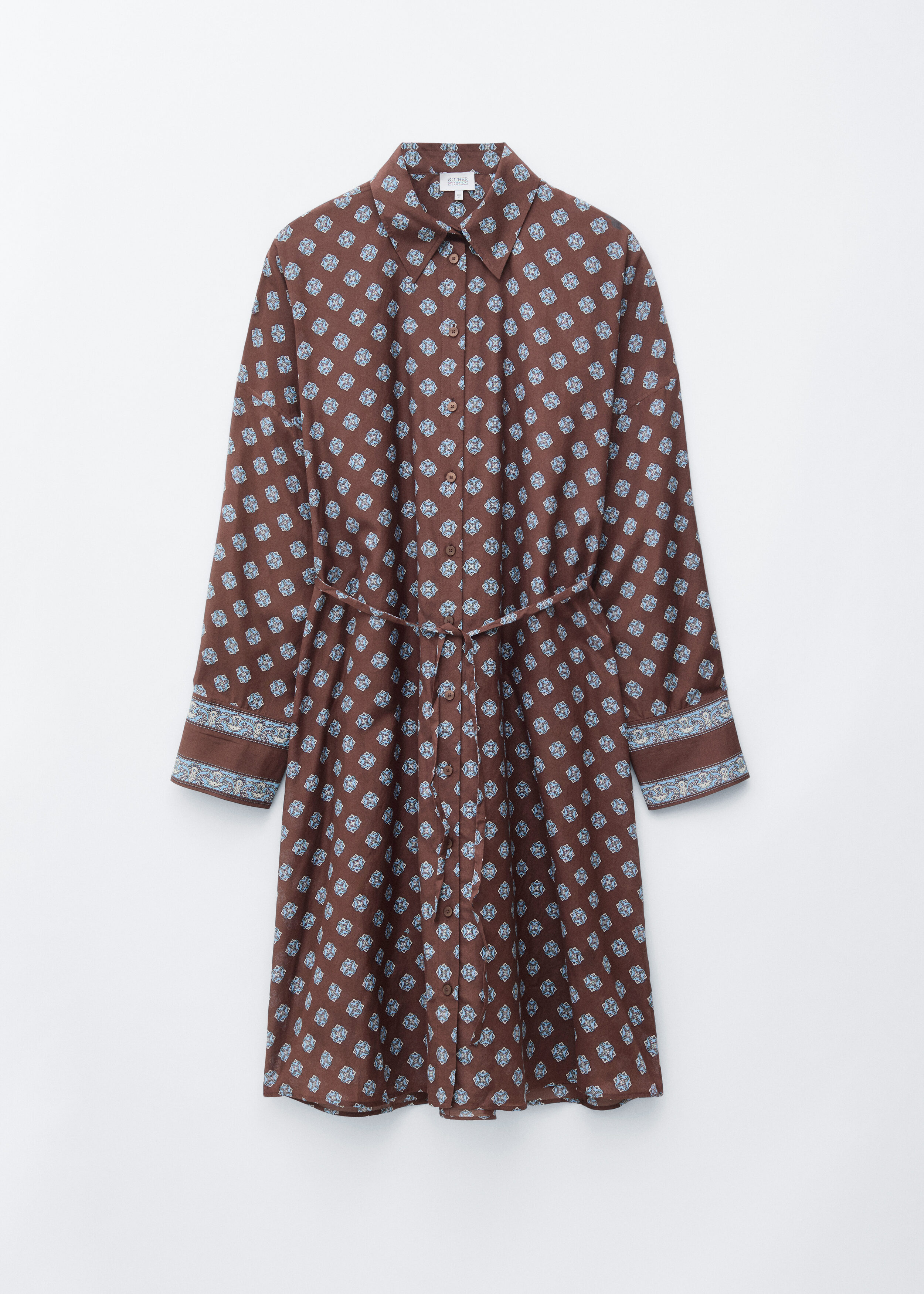& Other Stories PRINTED SILK-COTTON MIDI DRESS