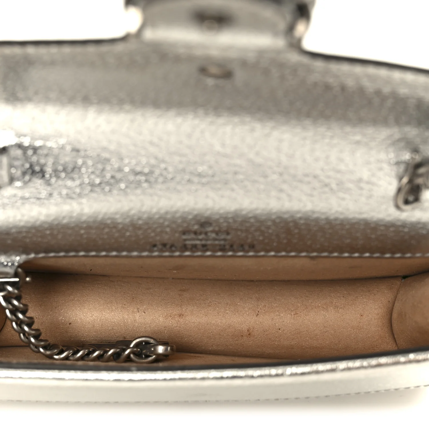 Metallic Calfskin Super Mini Dionysus Shoulder Bag Silver - Top Club