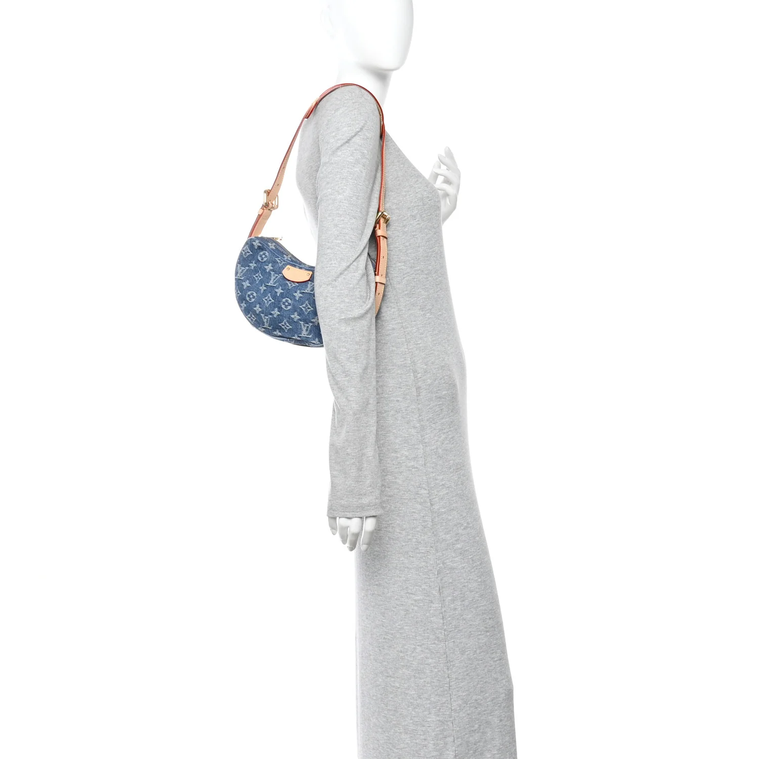 Monogram Denim Croissant MM Blue