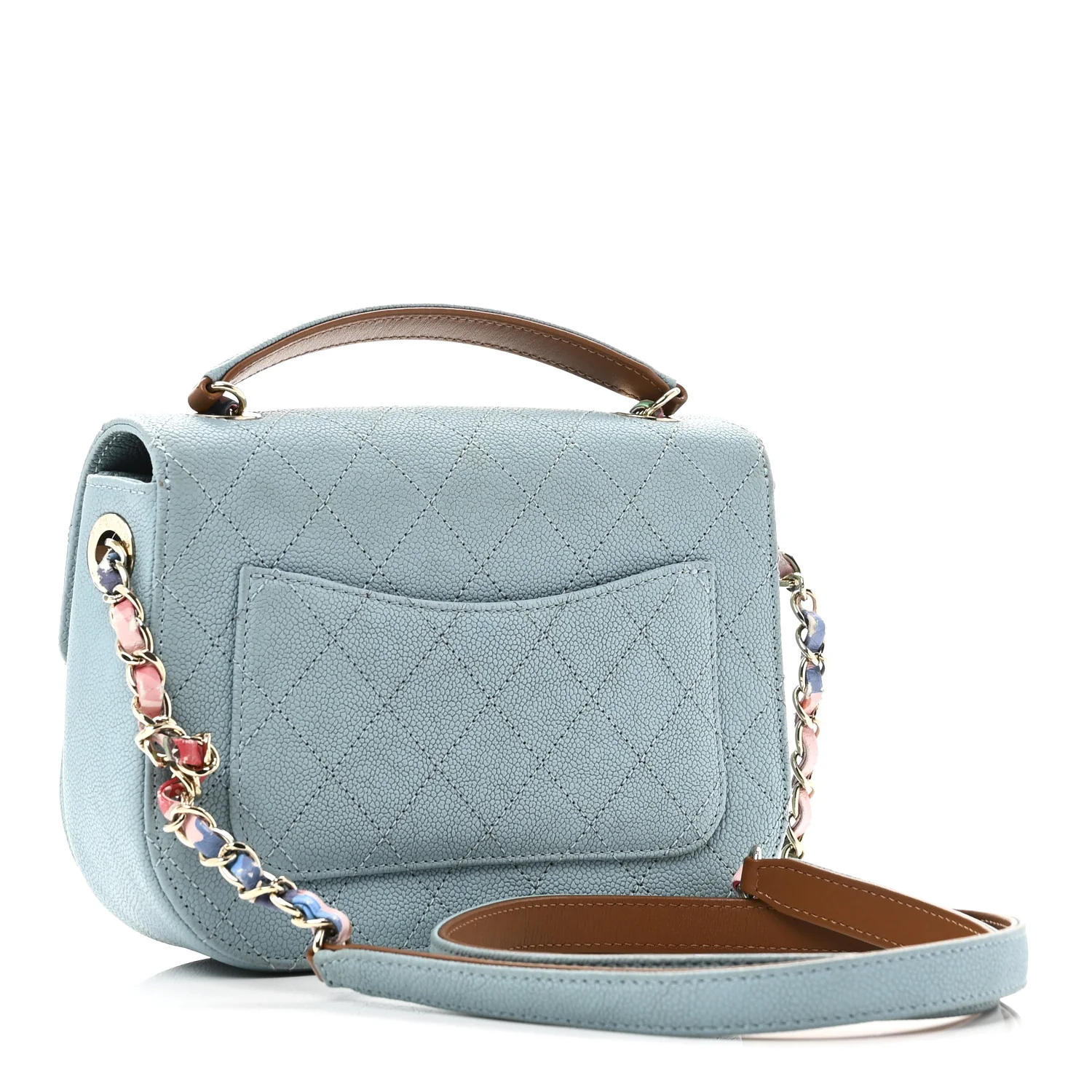 Grained Calfskin Quilted Small Cuba Top Handle Flap Blue - Top Club