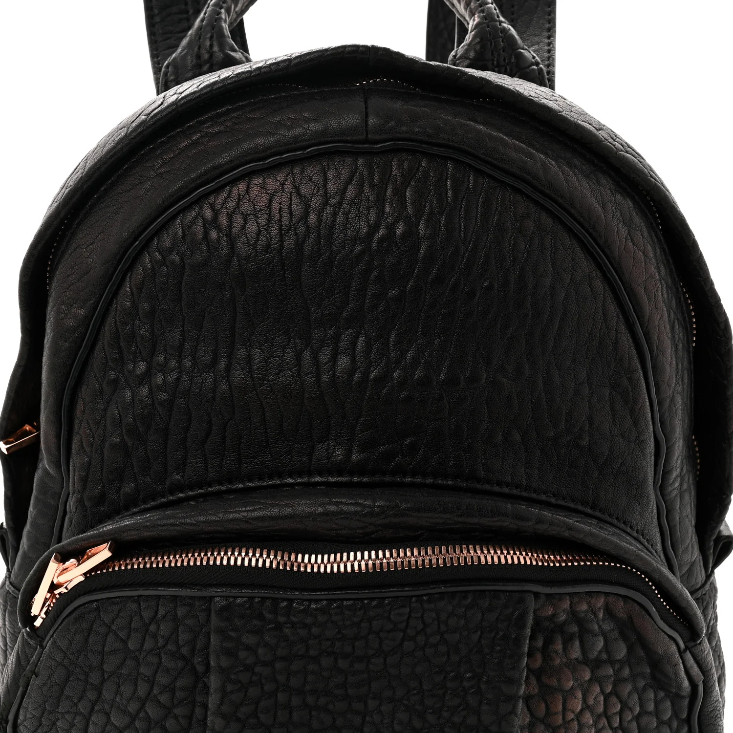 Pebbled Lambskin Dumbo Backpack Black Rose Gold Hardware - Top Club