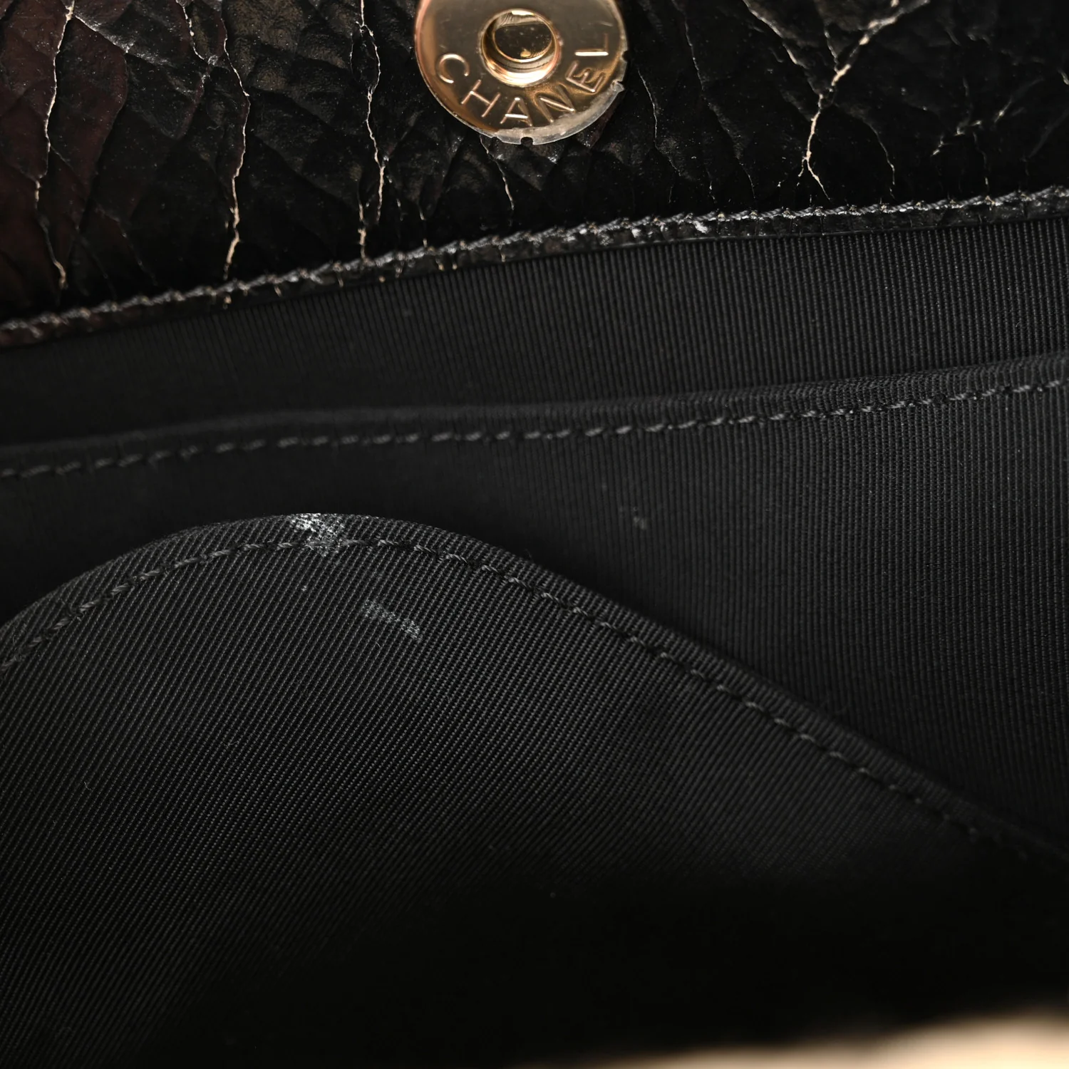 Shiny Crumpled Sheepskin Shearling CC Mania Tote Bag Black Beige - Top Club