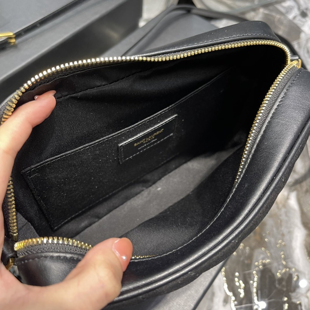 Y Lou Camera Bag Black With Gold Hardware - Top Club