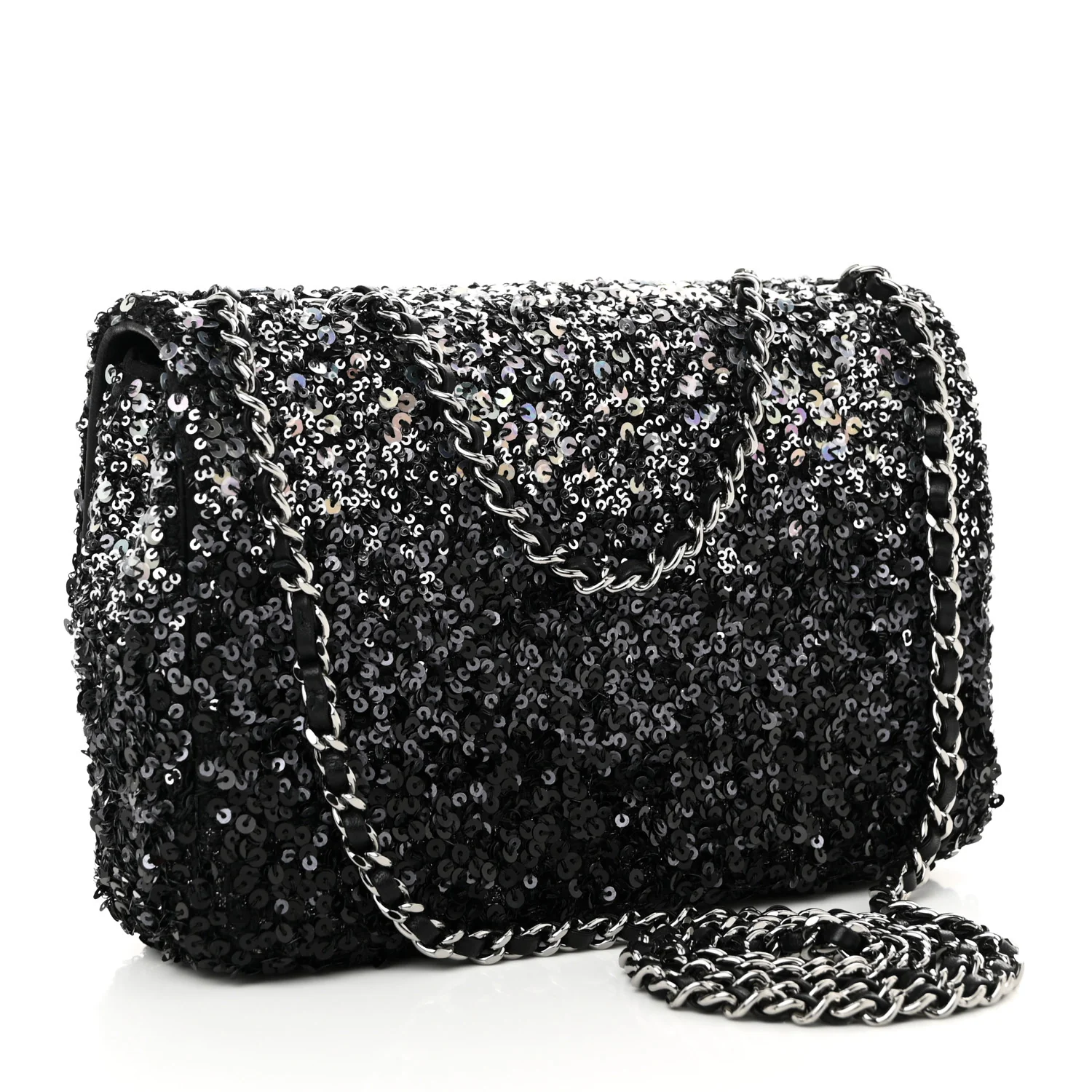 Shaded Sequins Mini Flap Black - Top Club