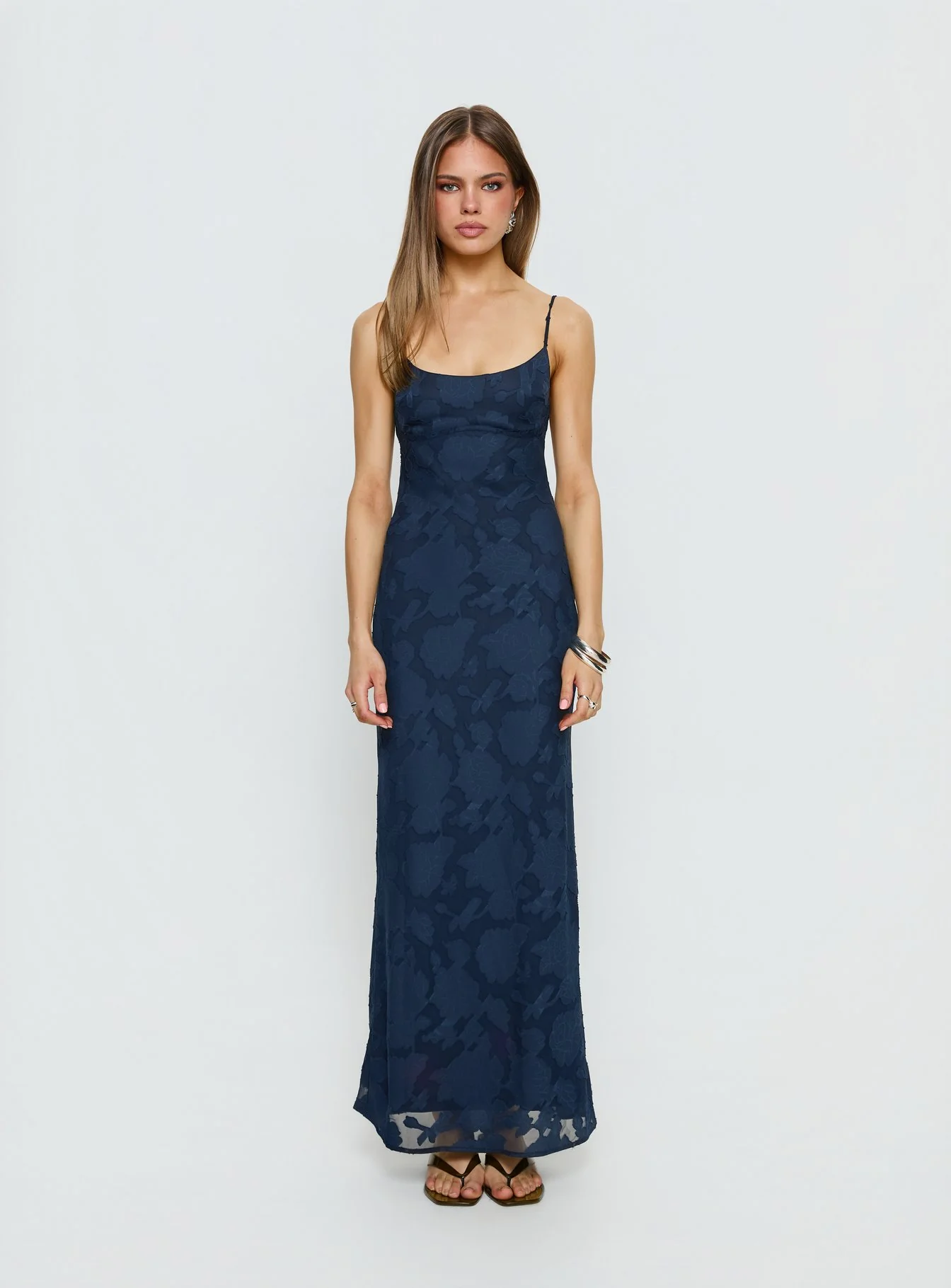 Ariadne Scoop Backless Maxi Dress Navy Burnout