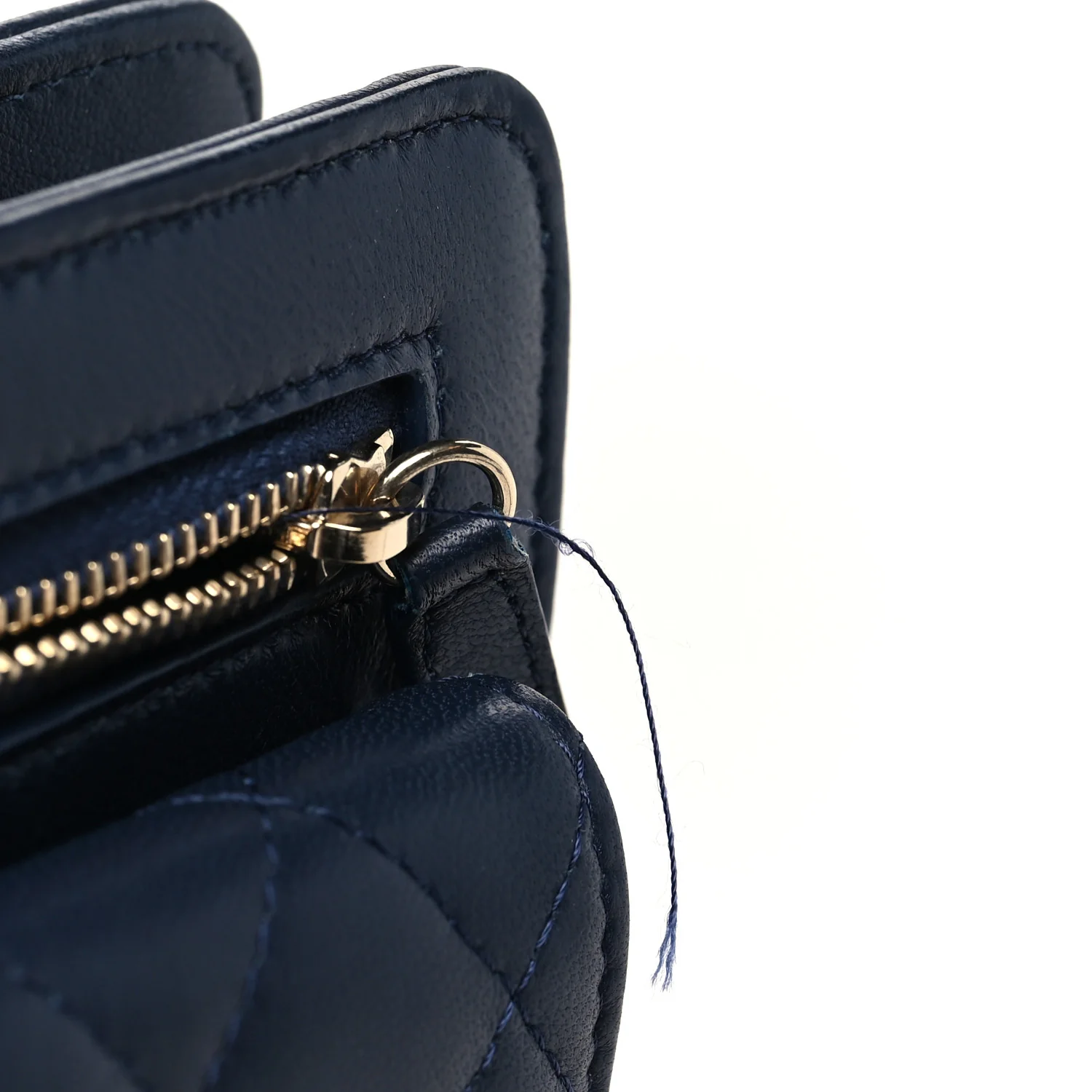 Lambskin Quilted Square Front Pocket Clutch With Chain Navy Blue - Top Club