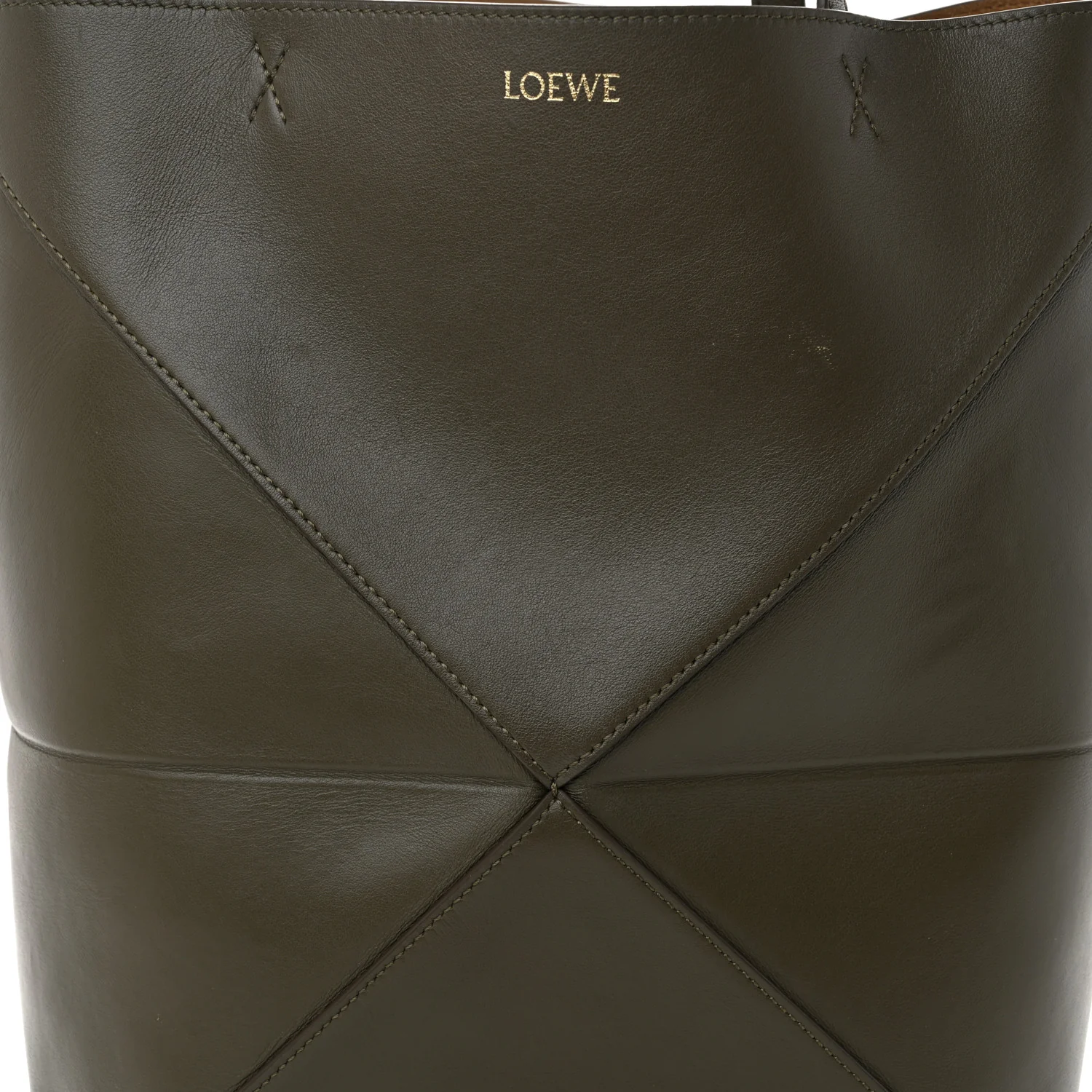 Shiny Calfskin Medium Puzzle Fold Tote Umber - Top Club