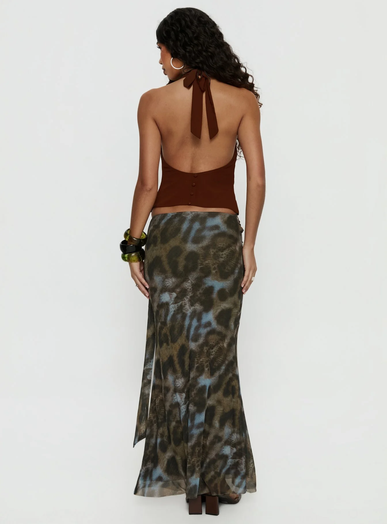 Caviar Tie Maxi Skirt Leopard