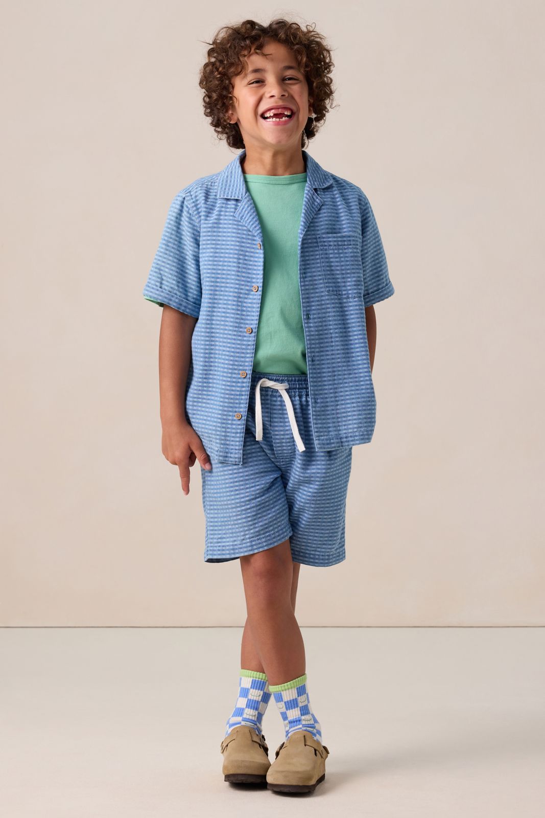 Blauw denim geruit overhemd