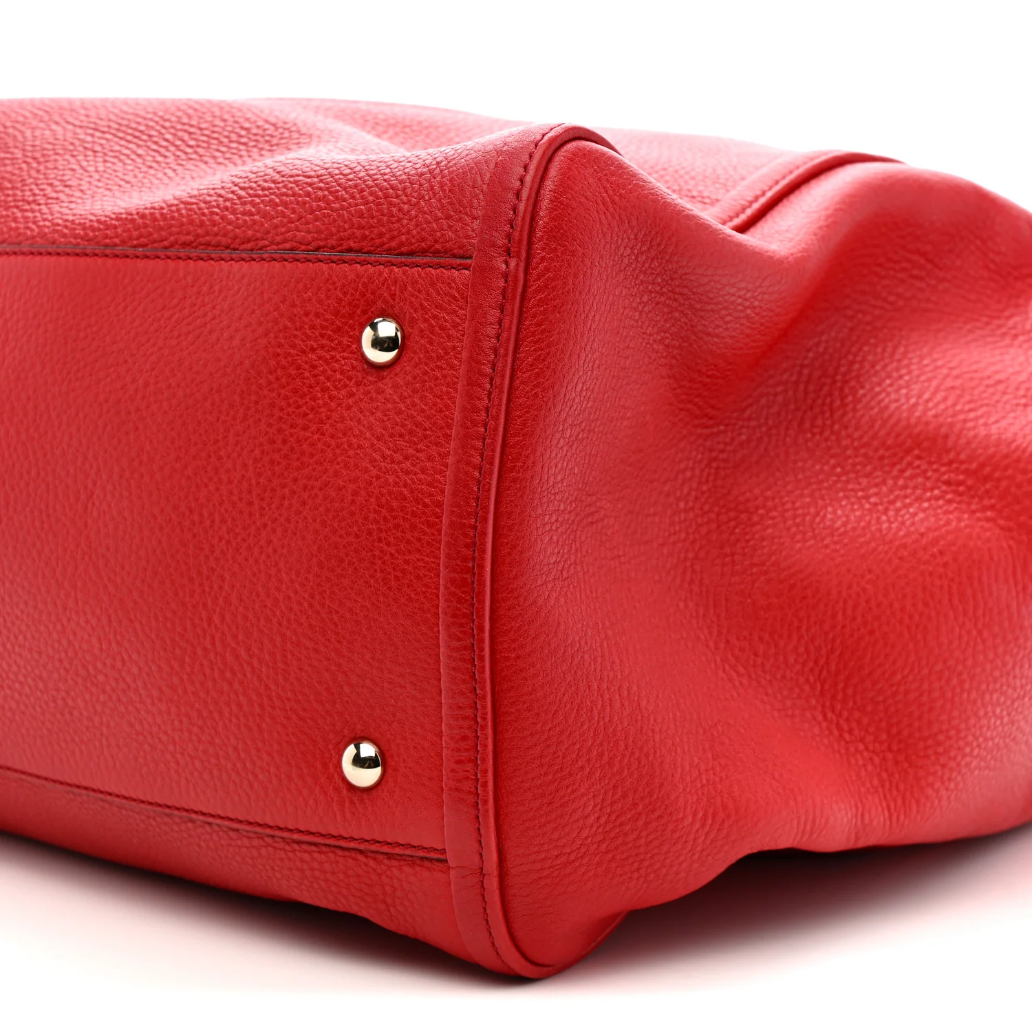 Pebbled Calfskin Large Soho Shoulder Bag Red - Top Club