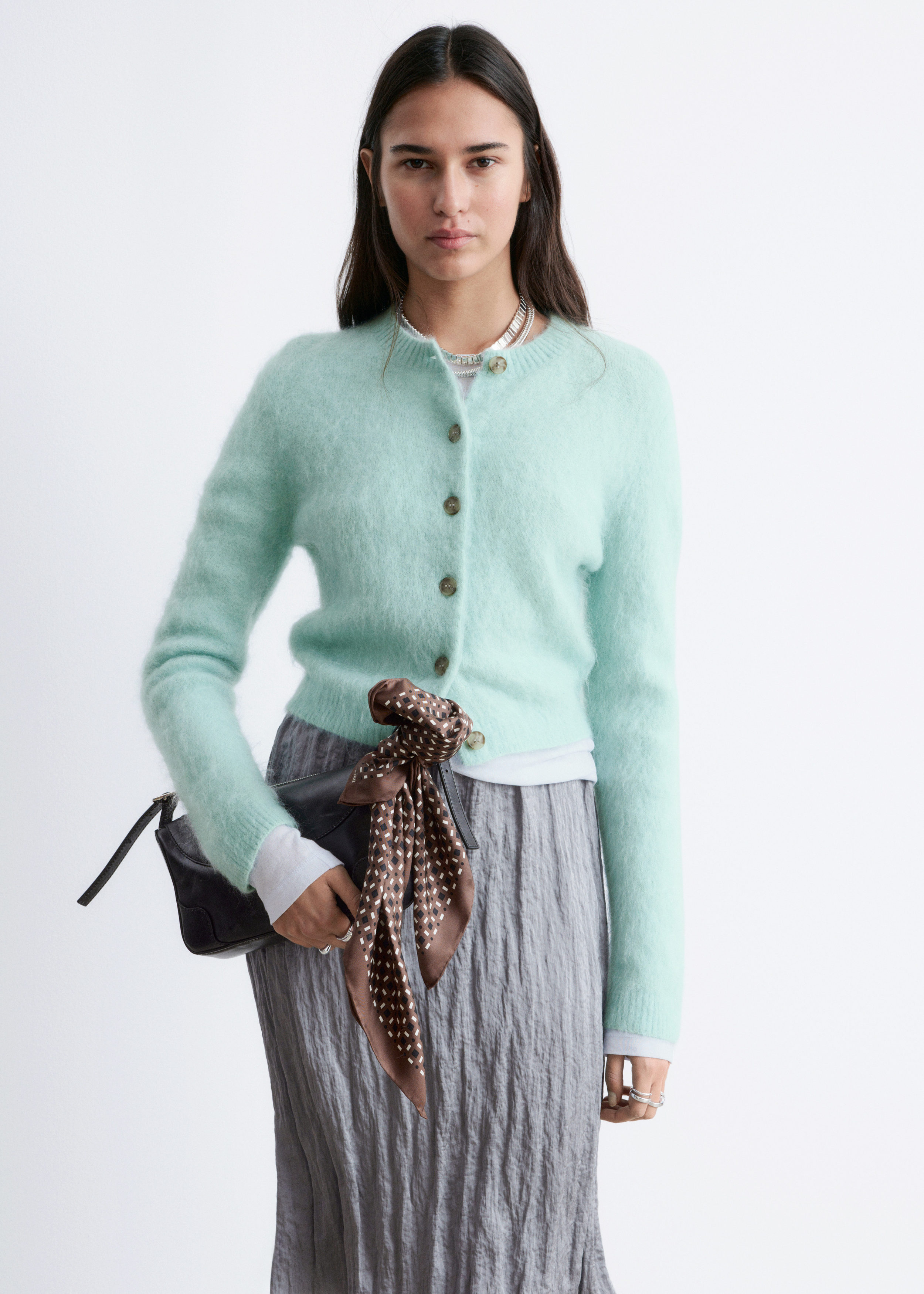 & Other Stories MOHAIR-BLEND BRUSHED CARDIGAN
