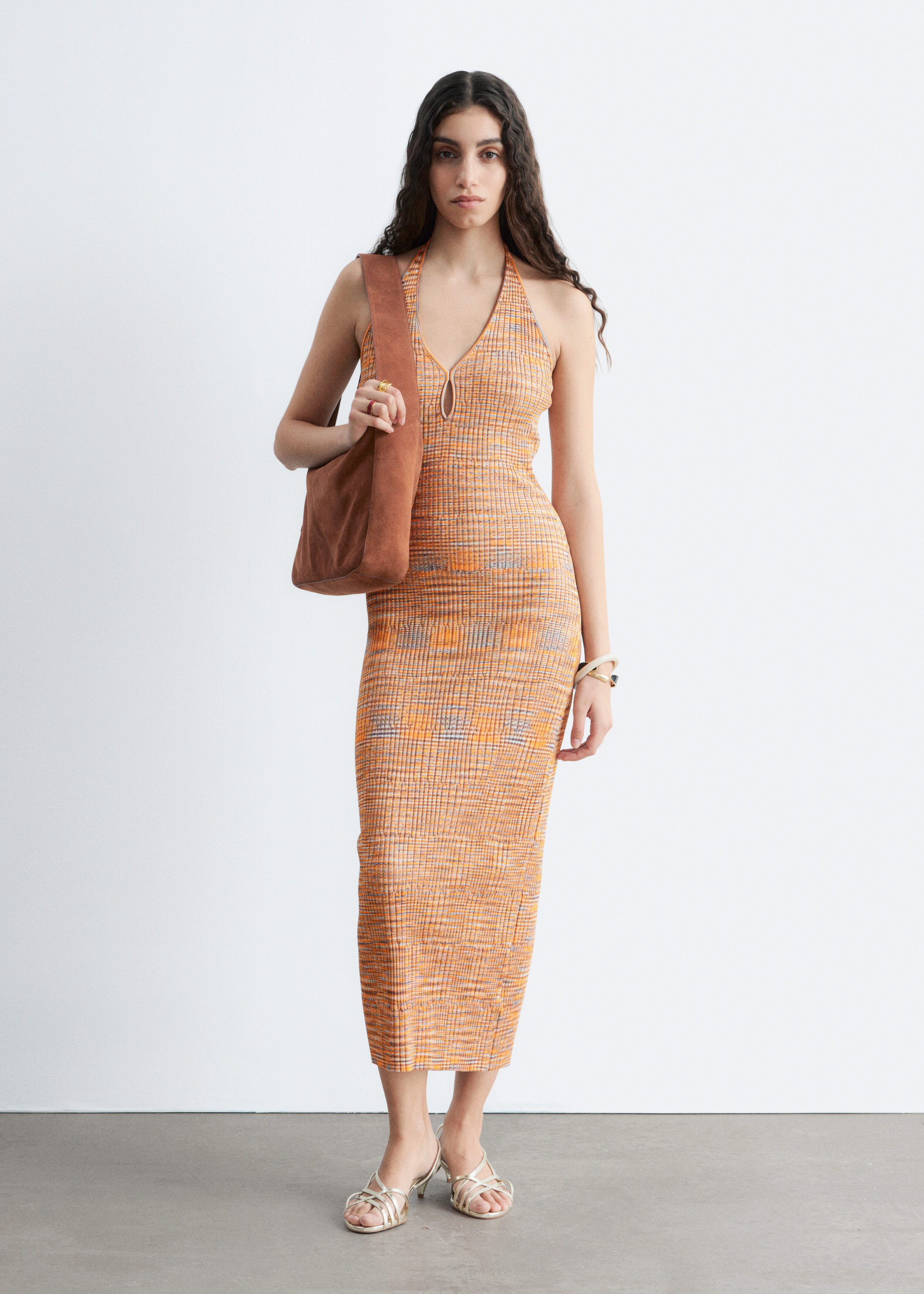 & Other Stories SPACEDYE HALTERNECK MIDI DRESS