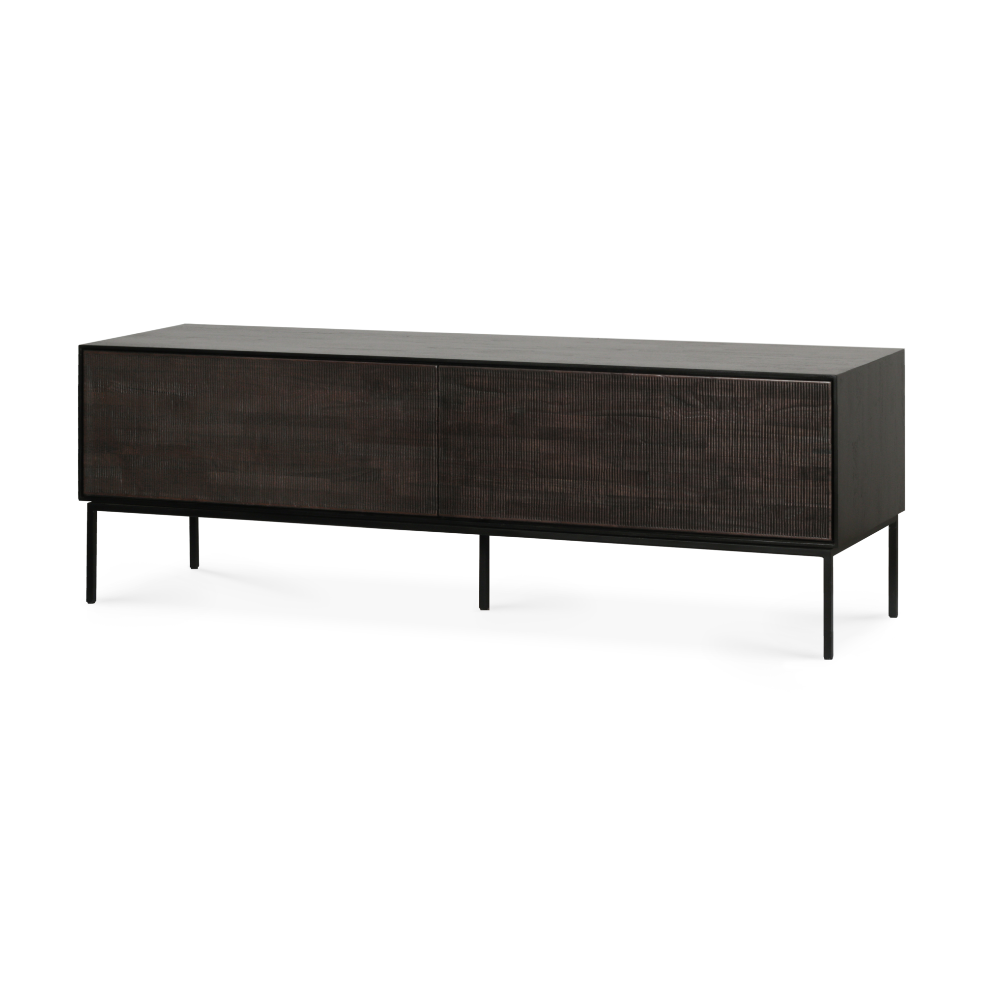 Tv-meubel Grooves teak zwart/bruin 162 cm