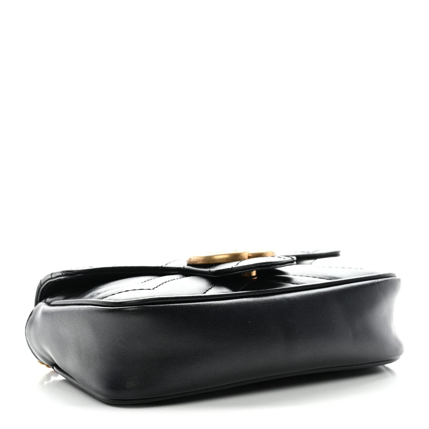 Calfskin Matelasse Super Mini GG Marmont Shoulder Bag Black - Top Club