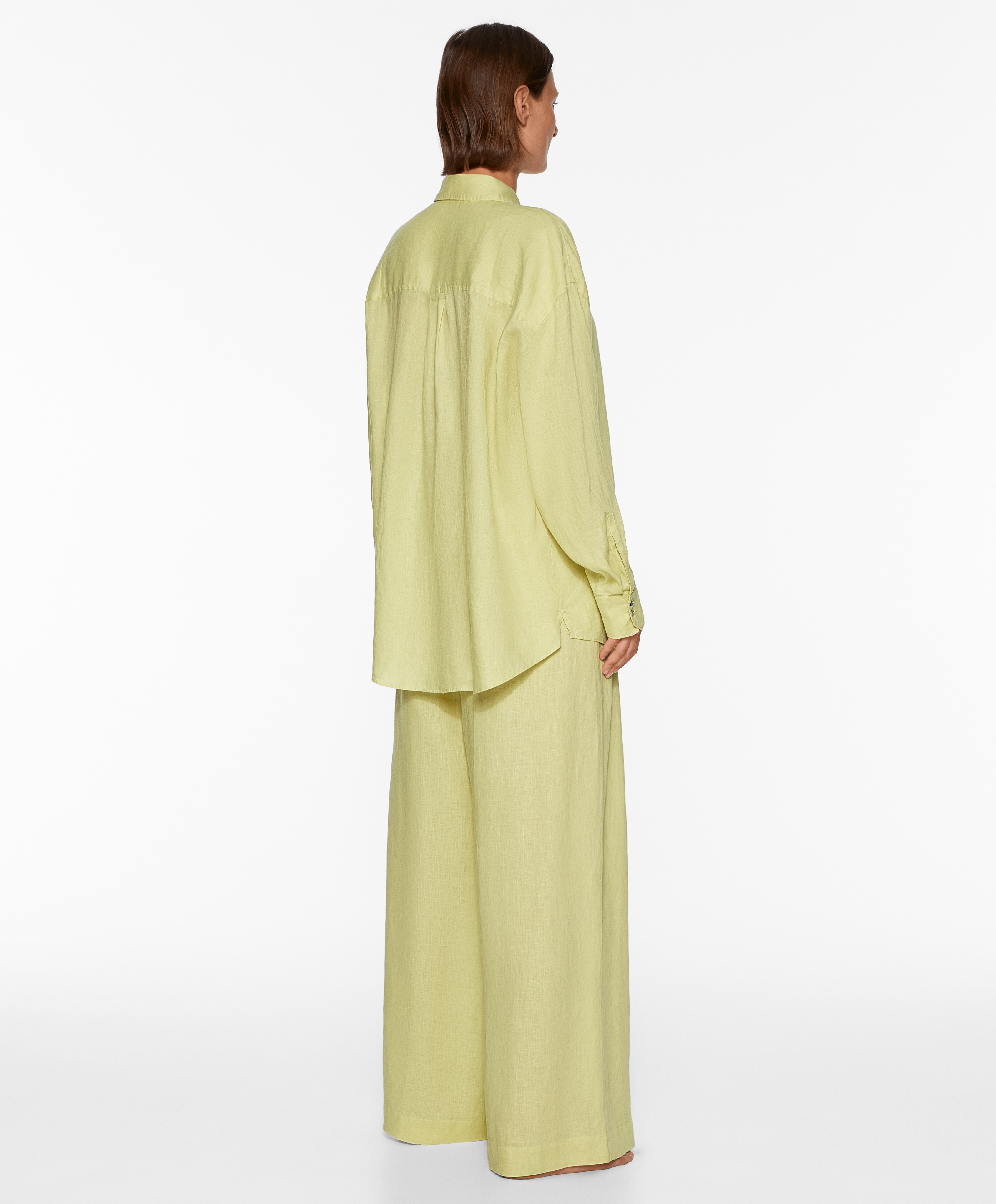 OYSHO 100% linen wide straight-leg trousers