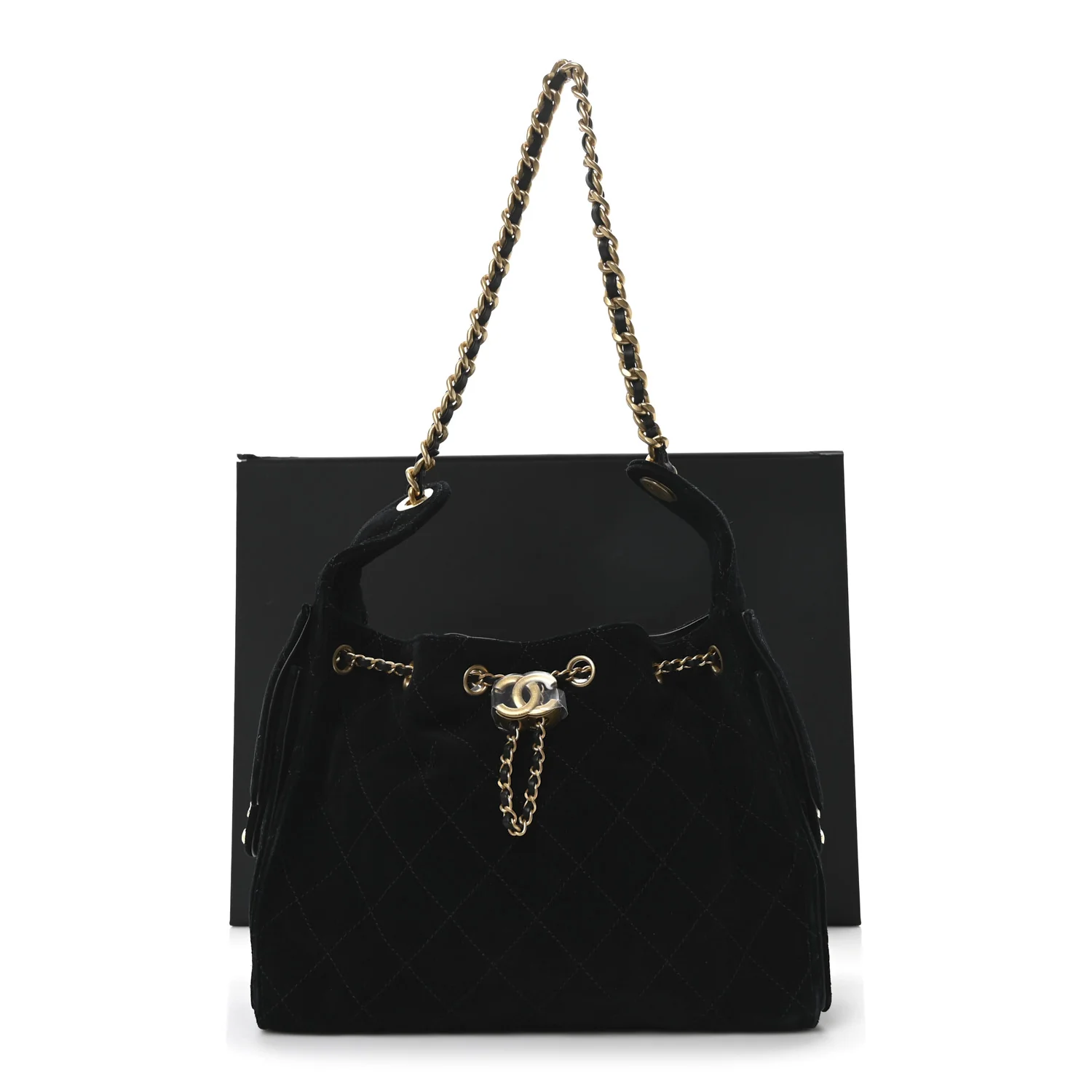 Suede Quilted Small Chanel 25 Handbag Black - Top Club