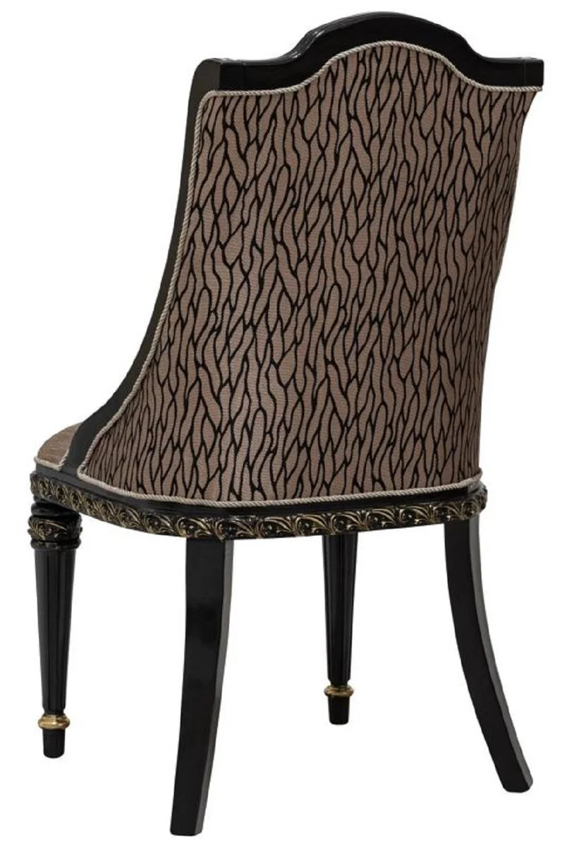 Luxury Baroque Dining Room Chair Set of 8 Silver / Black / Gold - Magnificent Baroque Style Kitchen Chairs - Luxury Baroque Style Dining Room Furniture - Baroque Dining Room Furniture - Baroque Style Furniture