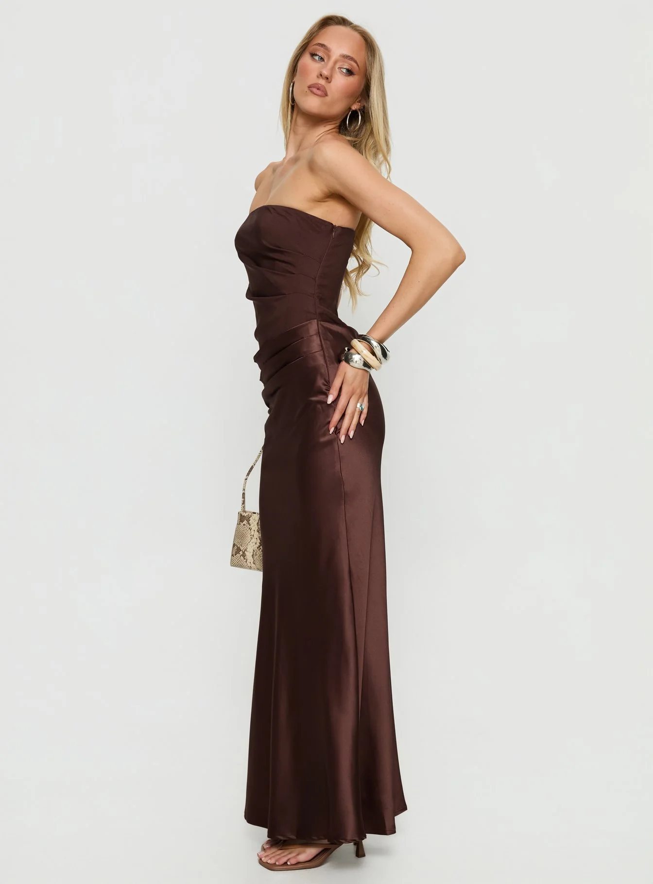 Lulita Strapless Maxi Dress Brown