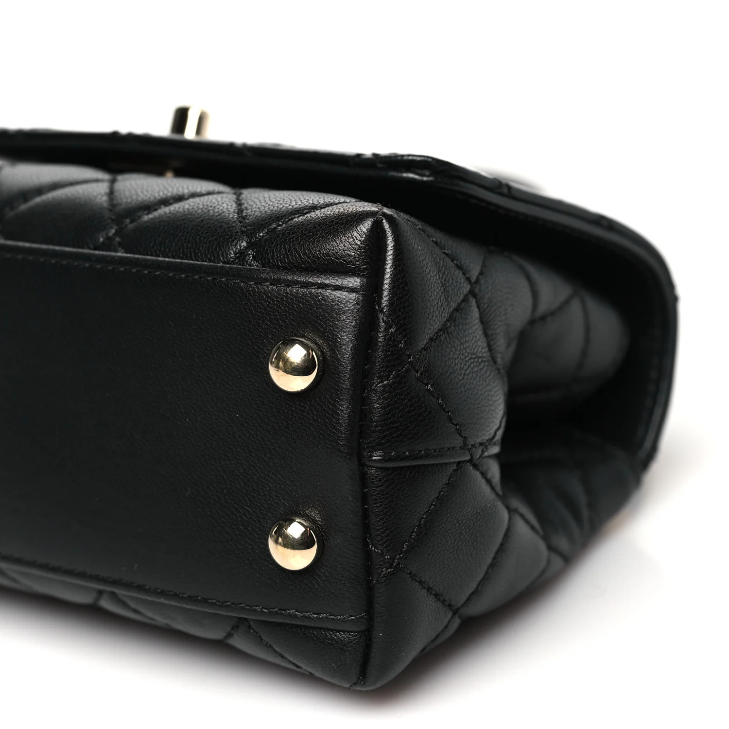 Goatskin Quilted Rainbow Extra Mini Coco Handle Flap Black - Top Club