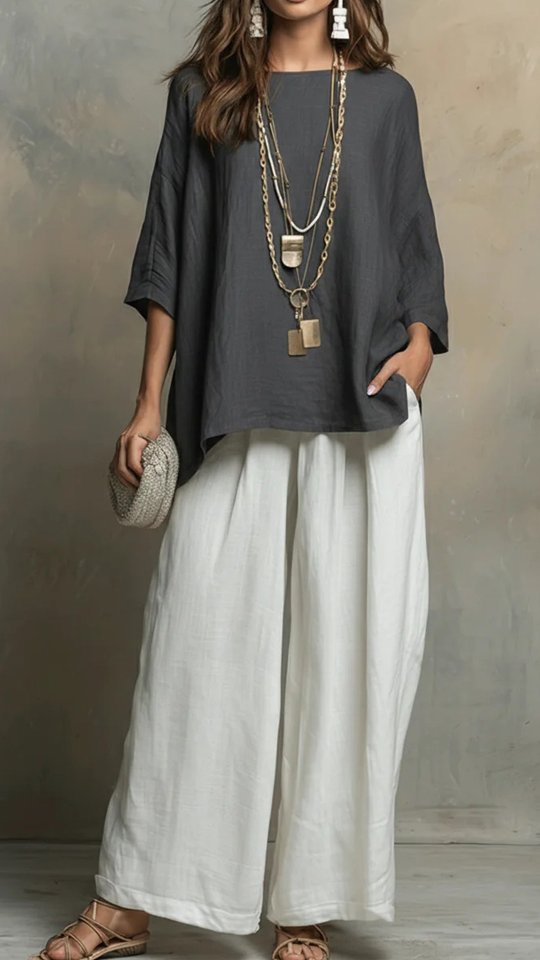 Cozy Cotton-linen Irregular Top And Wide-leg Pants Two-piece Set - Nordfashionstorm - Women's Clothing, Fashion for You - Nordfashionstorm.com
