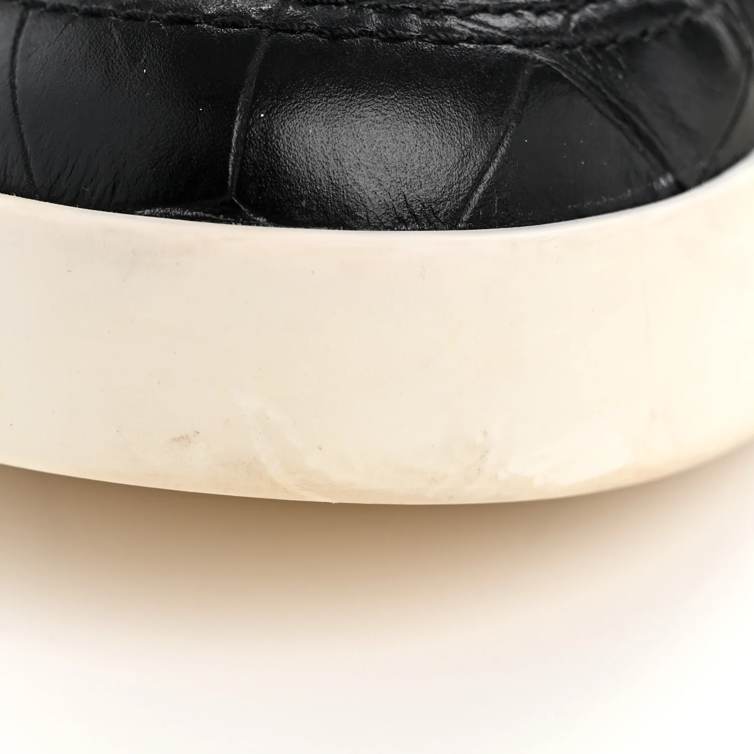 Calfskin Crocodile Embossed Cocodile High Top Sneakers 36.5 Black - Top Club