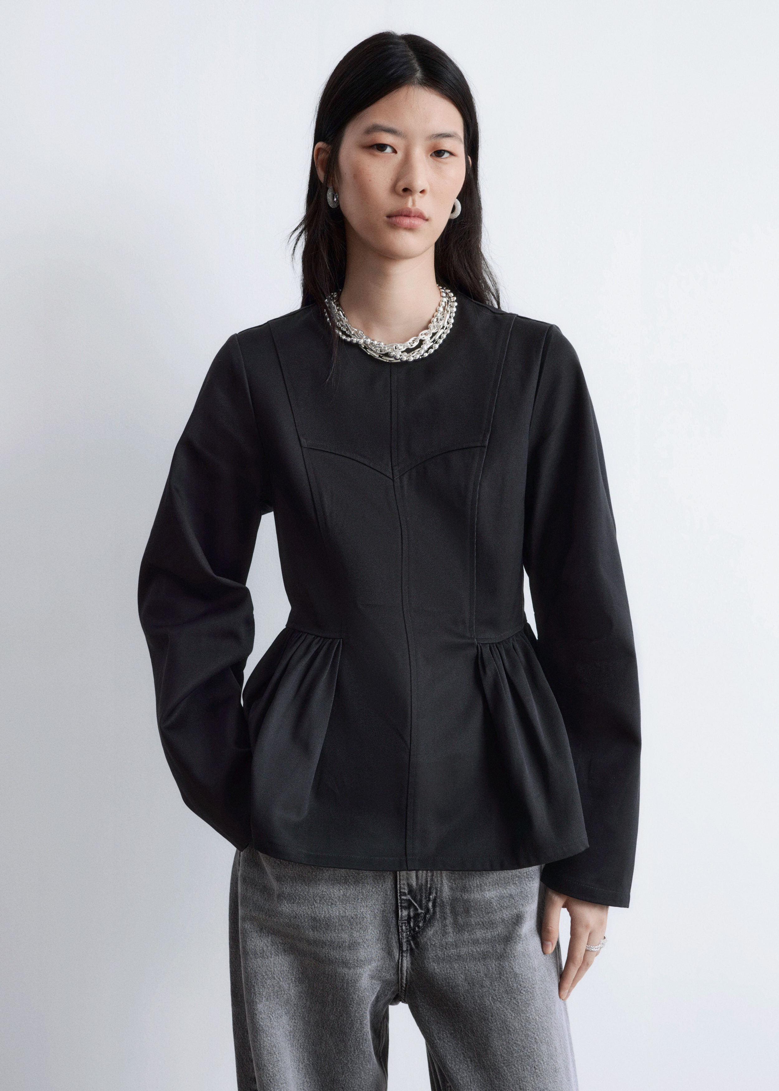 & Other Stories COTTON PEPLUM TOP