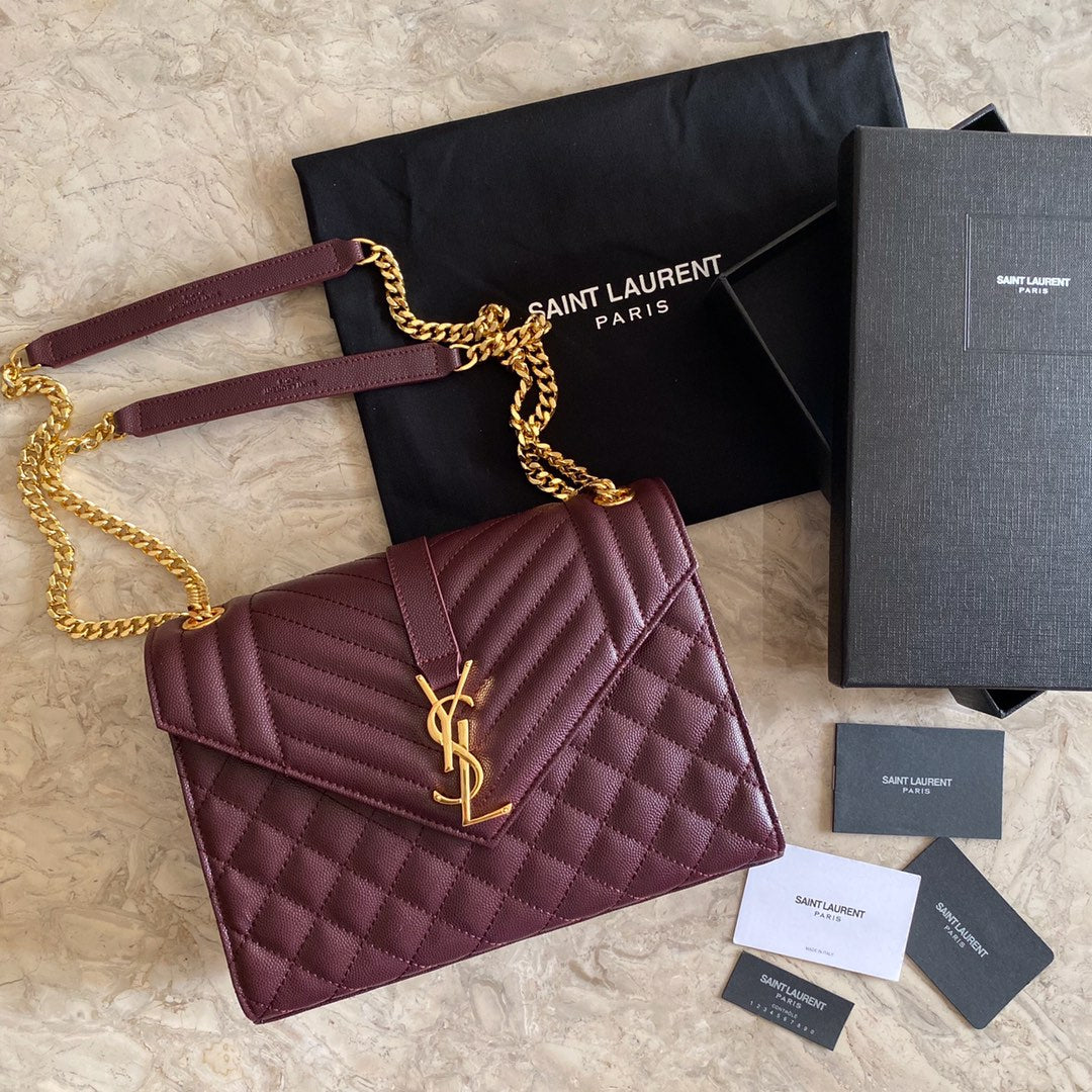 Y  Envelope Medium Bag In Mix Matelasse Grain  De Poudre Embossed Leather - Top Club