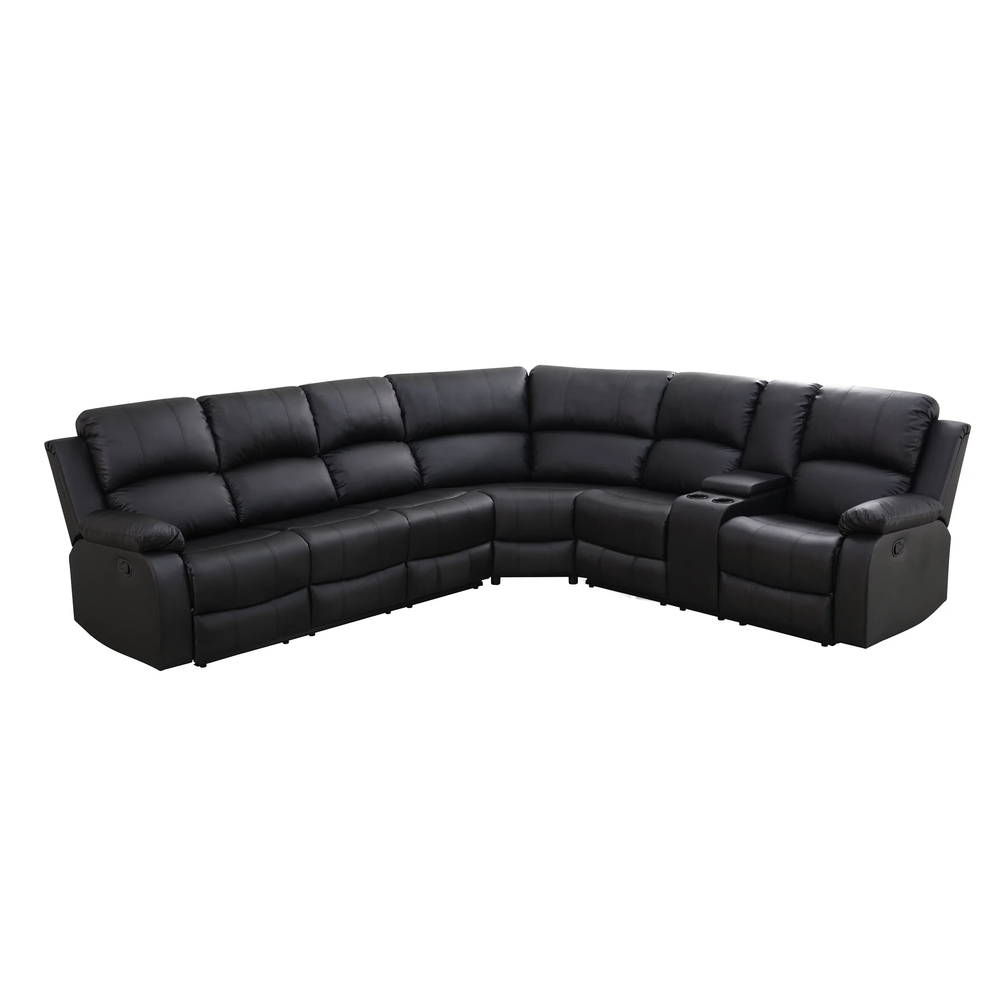 Aukfa 3 - Piece Recliner Sofa Set, 6 Seat Sectional Couch with Cup Holders&Storage Console, Gray