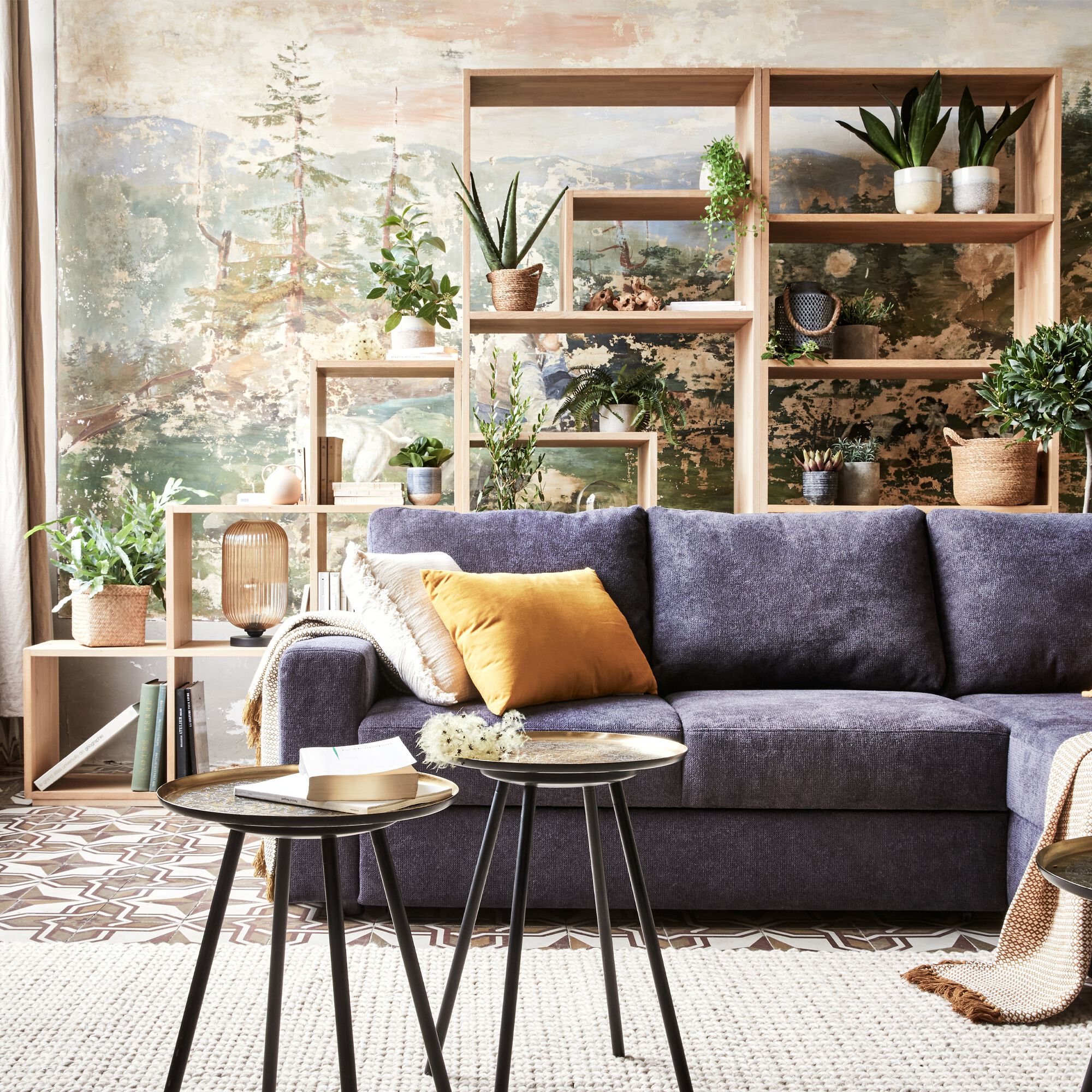 TASSIA - Étagère 5 tablettes en chêne - bois clair