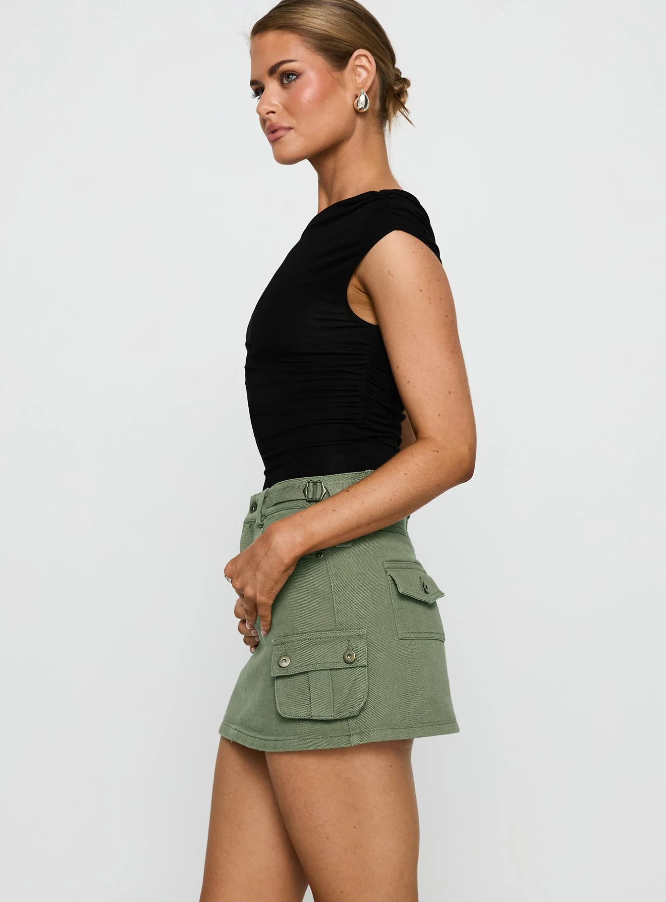 Peterson Cargo Mini Skirt Khaki